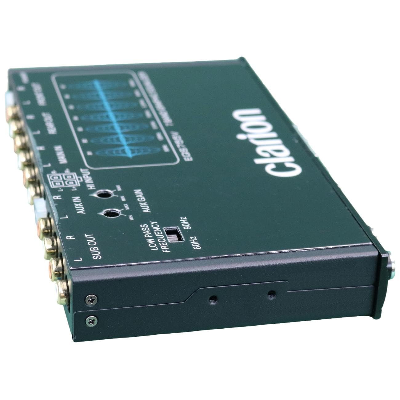 CLARION EQS755V 7-Band Car Audio 1/2-DIN Size Car Graphic Equalizer/Crossover with Front 3.5mm Auxiliary Input, Rear RCA Auxiliary Input and High Level Speaker Inputs