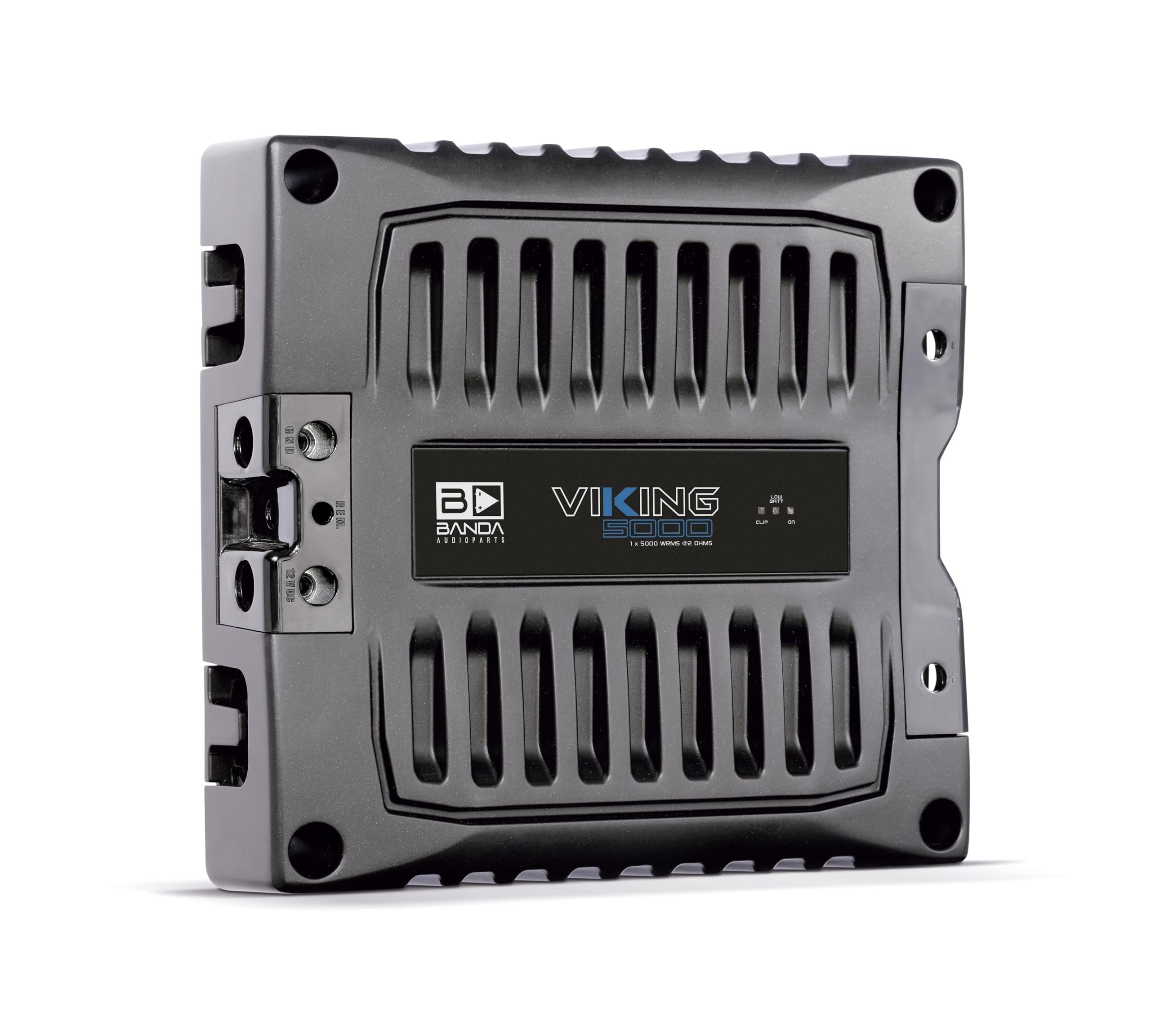BANDA Audioparts VIKING5000.2 Car Audio Mono Amplifier 2-Ohm 1-Channel 5000 Watts Max with Bass Boost Highpass Filter and Low Pass Filter