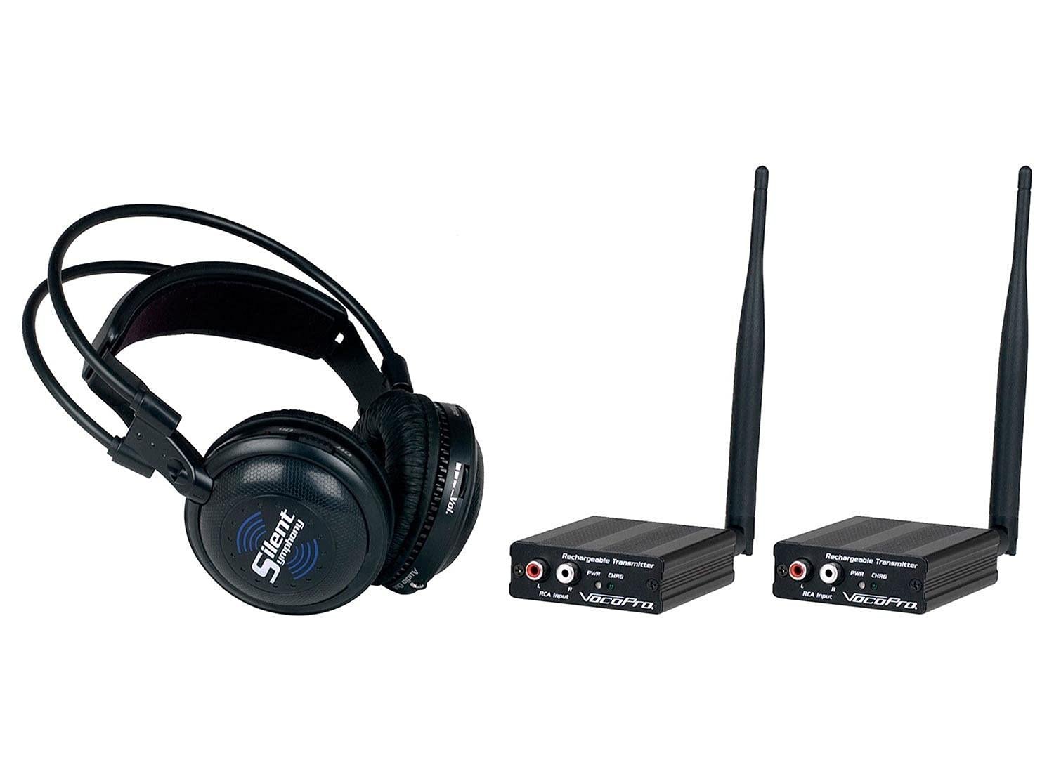 VocoPro Broadcast Head 2 Trans 100 Headphone - SILENTSYMPHDISCO, Black