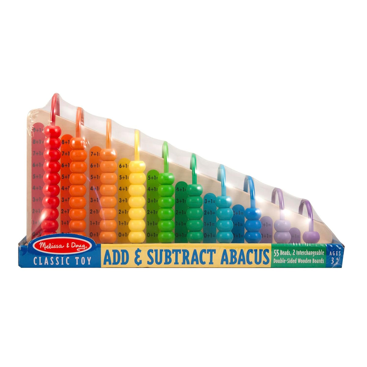 Melissa & Doug Add & Subtract Abacus - Educational Toy with 55 Colorful Beads and Sturdy Wooden Construction