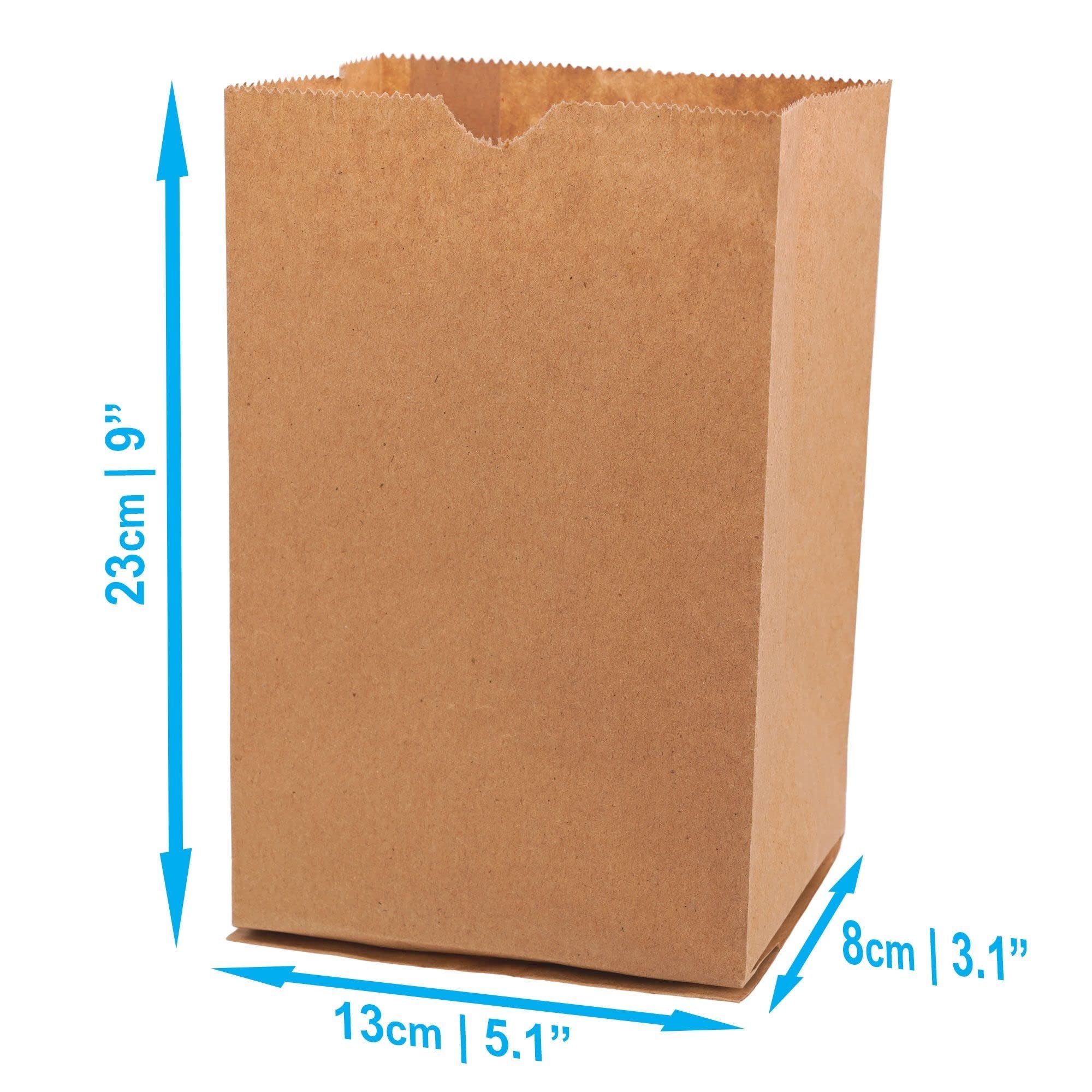 Nicole Home Collection Premium Paper Brown Lunch Bags - 5.125" x 3.125" x 10.63" (40 Pc) - Ideal for Work, School & Parties
