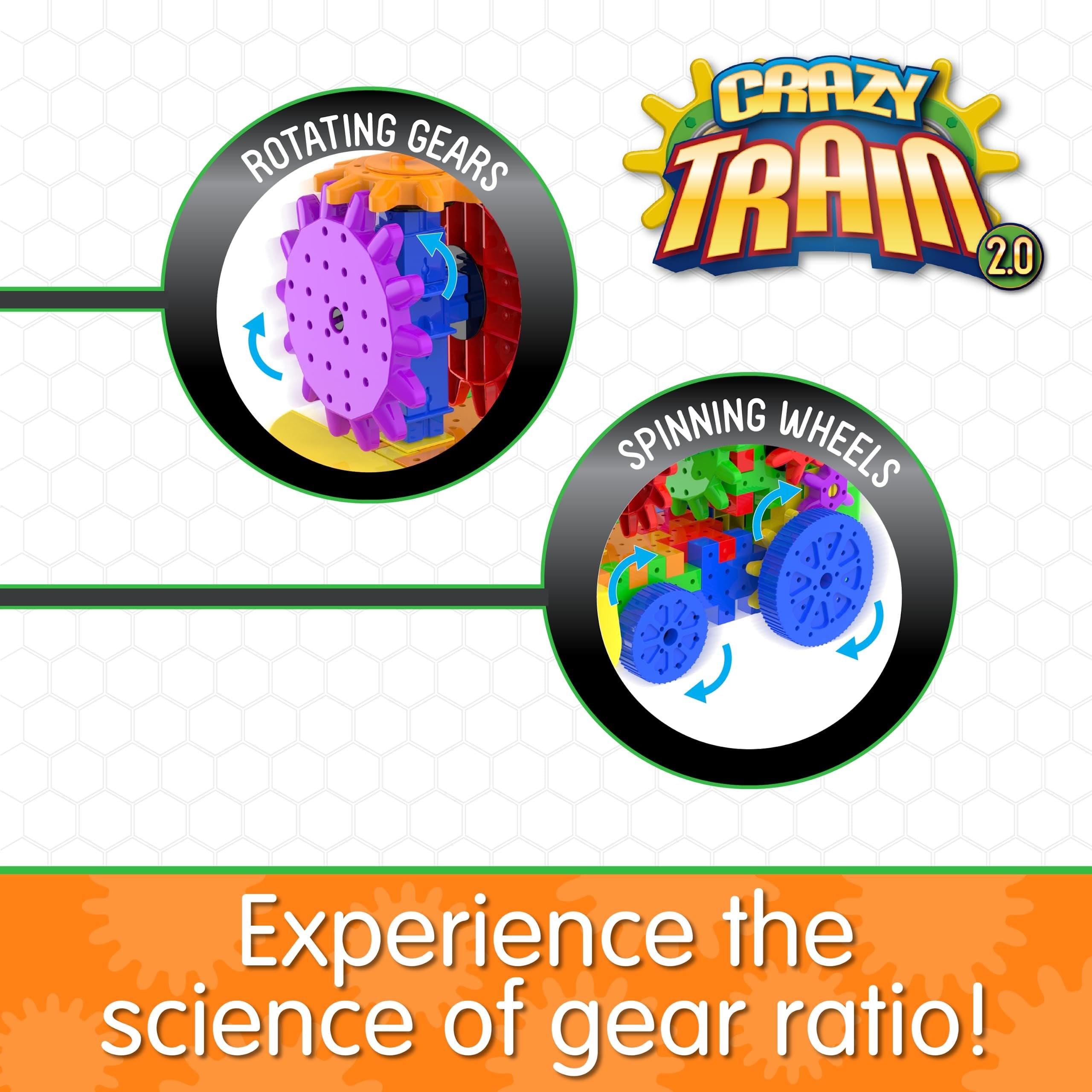 The Learning Journey – Techno Gears – Crazy Train 2.0 – 50+ Pieces – Kid Toys & Gifts for Boys & Girls Ages 6 Years and Up – STEM