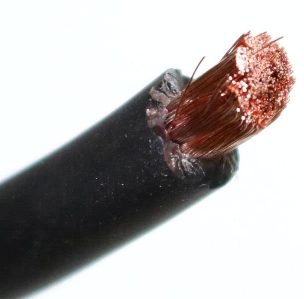 DEEJAYLED Eight-Gauge 50 Foot Black Pure Copper Stranded Power Cable Content Oxygen Free Copper Stranded Wire Style With Thick Black Outer Jacket Power Rating DEEJAY LED TBH850BLKCOPPER