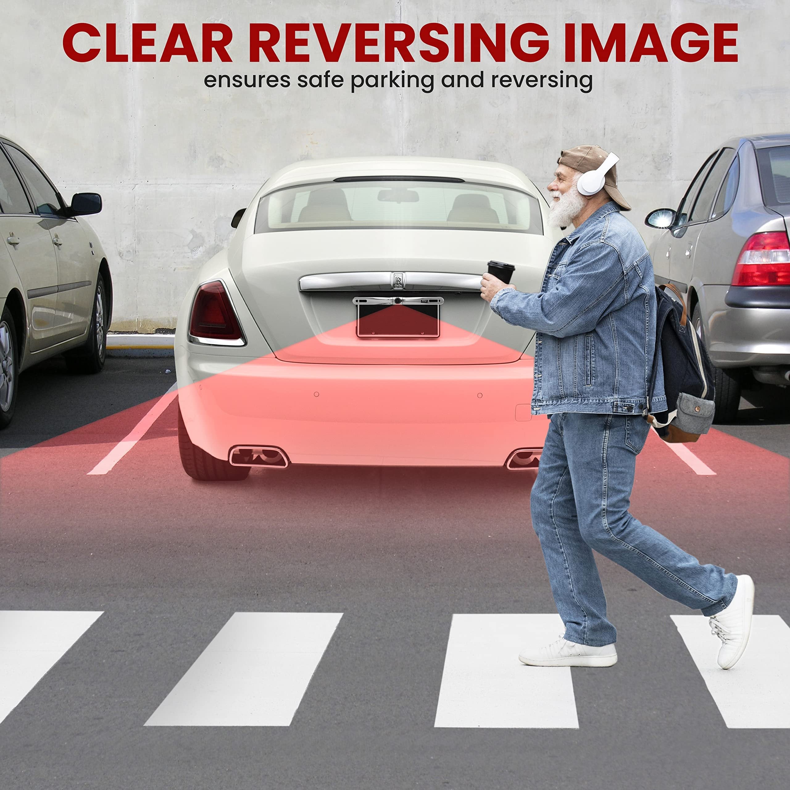 Pyle License Plate Rear View Camera - PLCM18SC Built-in Distance Scale Lines Backup Parking/Reverse Assist Waterproof Adjustable Slim Bar Cam w/ 420 TVL Resolution & RCA Output Zinc Metal Chrome