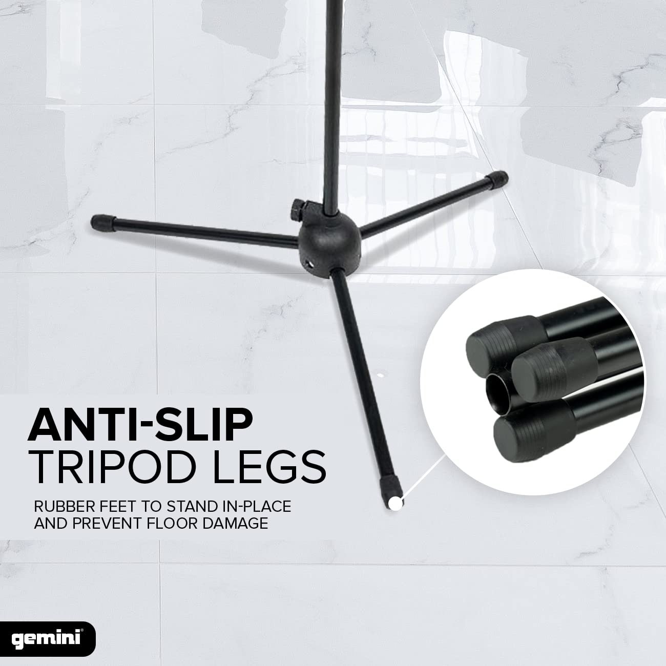 Gemini Sound MBST-01 Durable Foldable Collapsible Tripod Microphone Stand Universal Mic Mount and Height Adjustable with Extending Telescoping Boom Arm