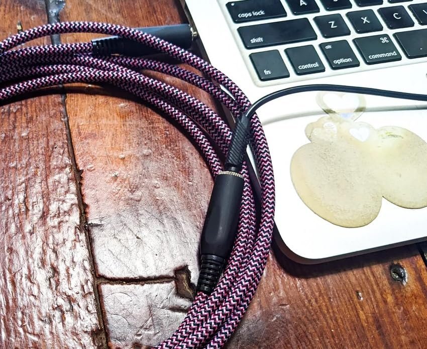 PIGHOG PHX3520RPP 20-feet Headphone Extension Cable TRS 3.5mm Female to TRS 3.5mm Male Woven Exterior Heavy Duty Molded Connectors Riviera Purple