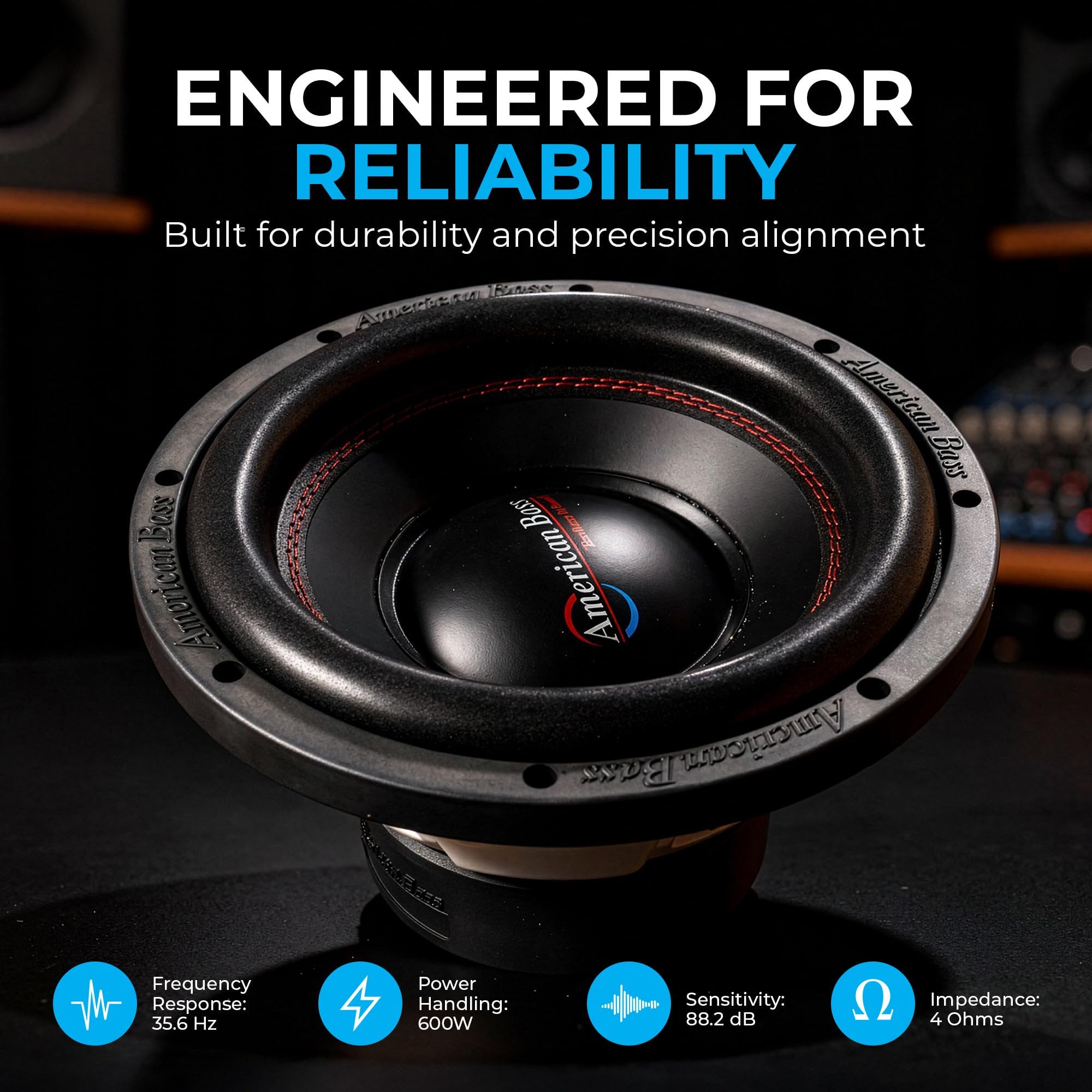 American Bass DX Series 12" Car Subwoofer, 600W Peak / 300W RMS, 4 Ohm Car Audio Subwoofer, Non-Pressed Paper Cone, Hi-Temp Voice Coil, Heavy-Duty Steel Basket, Deep Bass for Car Audio Systems