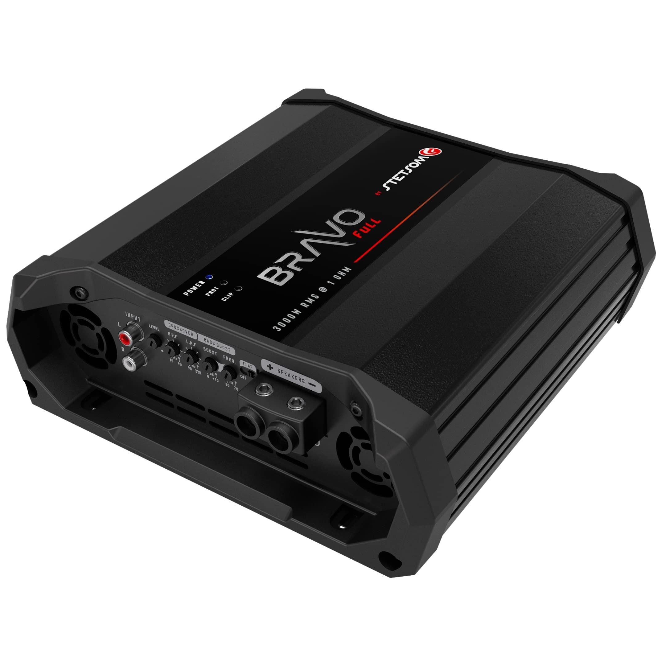 Stetsom Bravo Full 3000 1 Ohm Mono Car Amplifier, 3000.1 3K Watts RMS, 1Ω Stable Car Audio, HD Sound Quality, 3000x1, Crossover & Bass Boost, Car Stereo Speaker Subwoofer MD, Smart Coolers