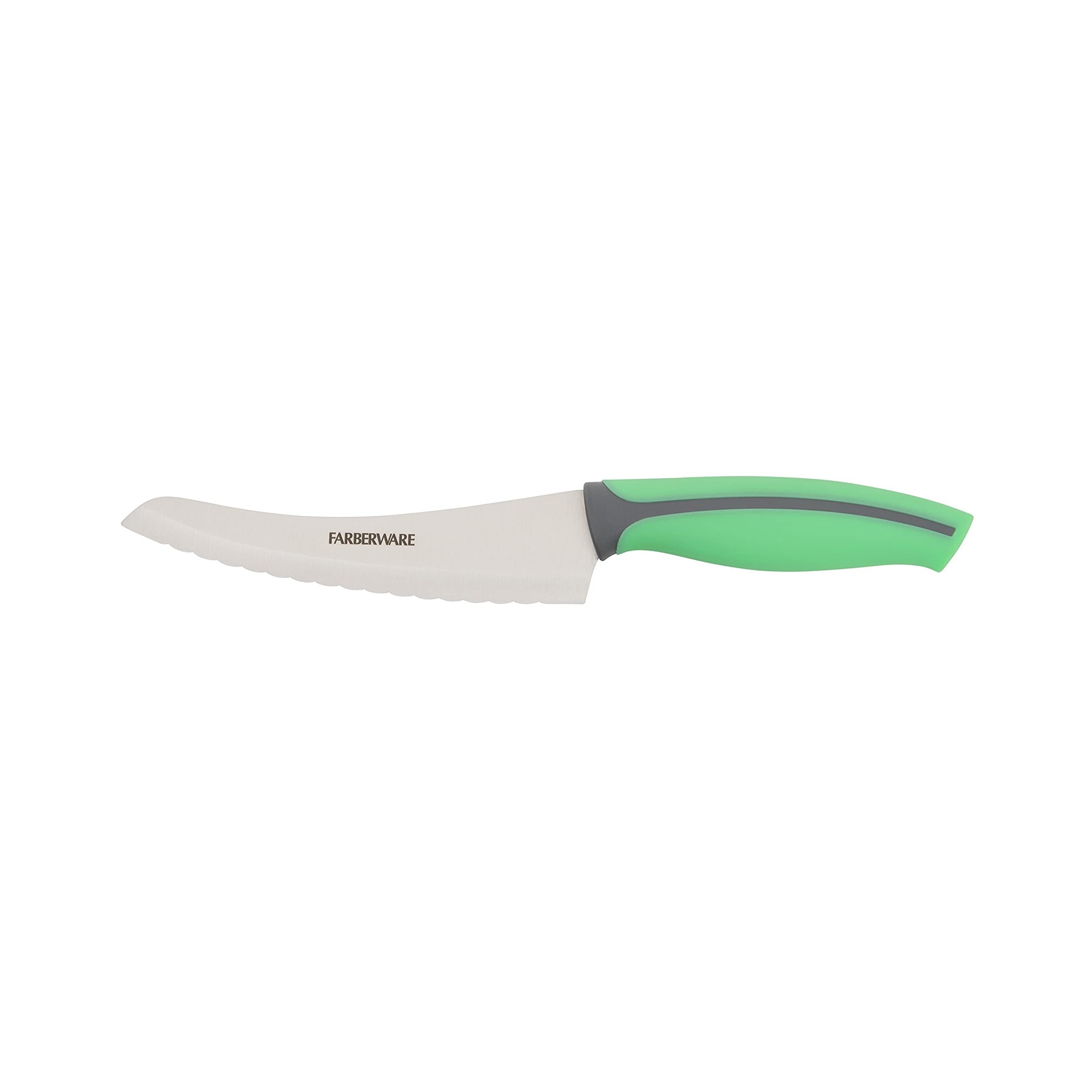 Farberware Slice Bread Knife Ultra-Sharp Serrated Blade, Ergonomic Soft-Grip Handle, Ideal for Precise Cutting, 8 inch, Maroon