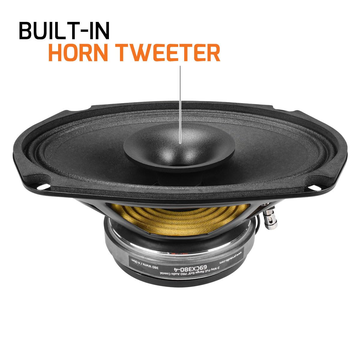 PRV AUDIO 6x9 Coaxial Car Audio Speaker 69CX380-4 Loudspeaker with Built-in Tweeter Driver and Grill Included 380 Watts 4 Ohm (Single)