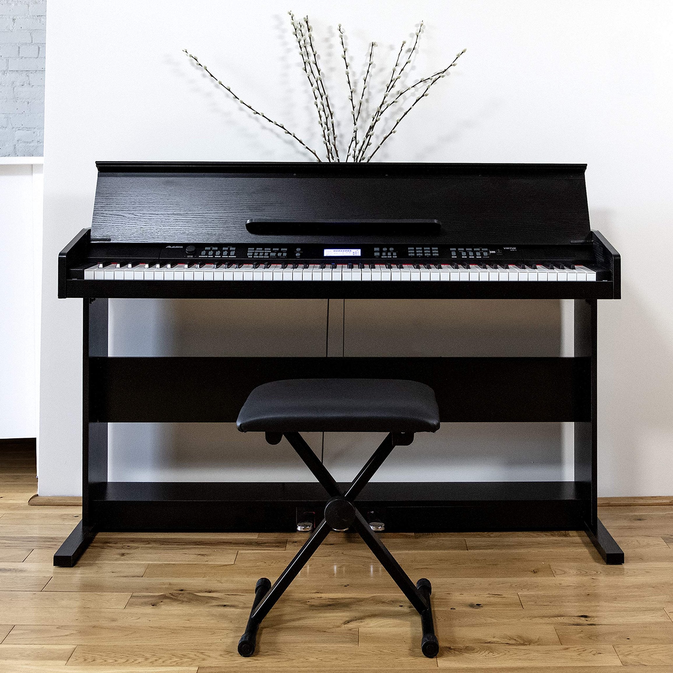 Alesis Virtue Black - 88-Key Beginner Digital Piano with Full-Size Velocity-Sensitive Keys, Lesson Mode, Built-In Speakers and 360 Premium Voices