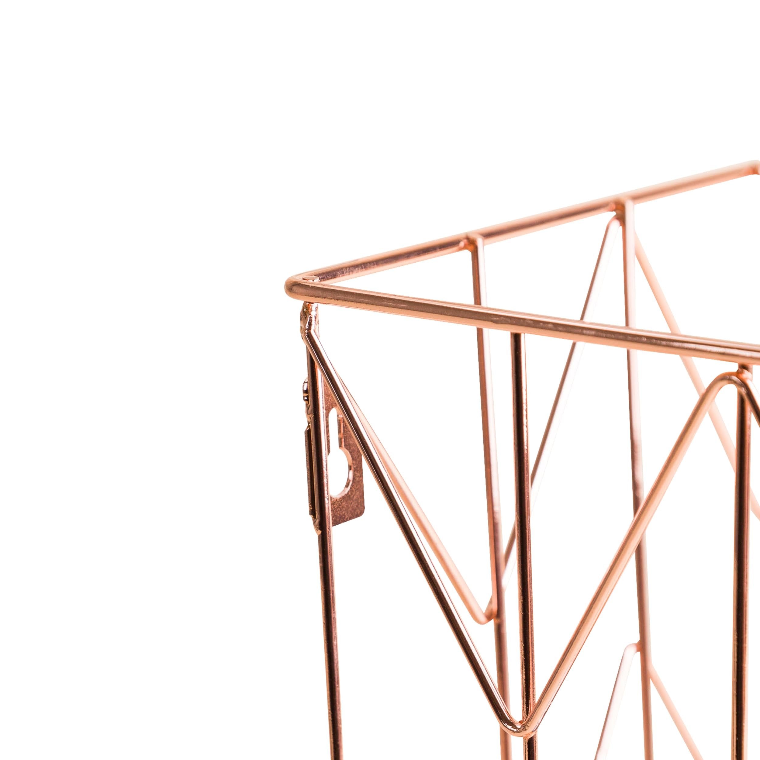 U Brands Hanging File Desk Organizer, Wire Metal, Copper/Rose Gold - 854U02-06