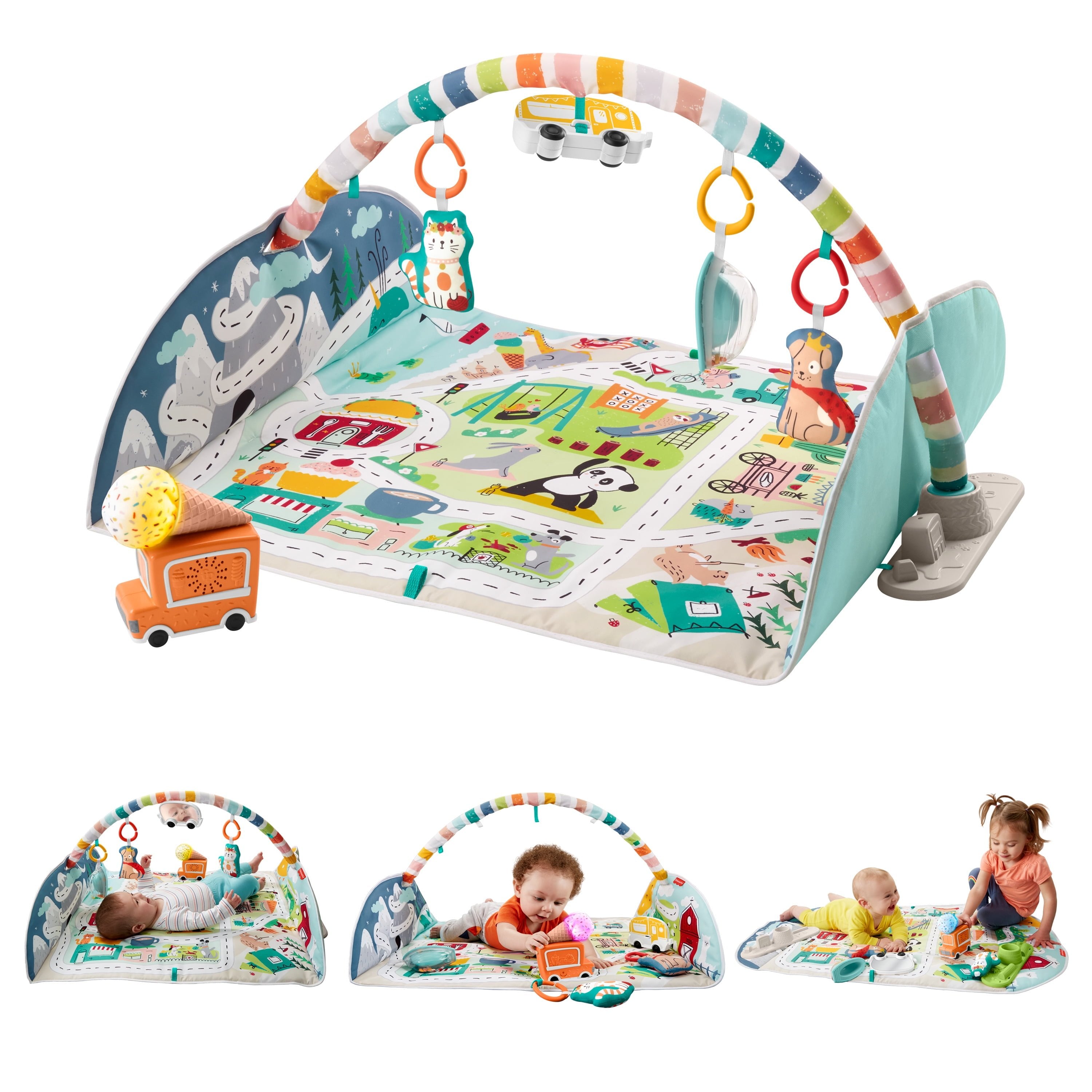 Fisher-Price Activity City Gym to Jumbo Playmat Extra Large for Infant to Toddler Play