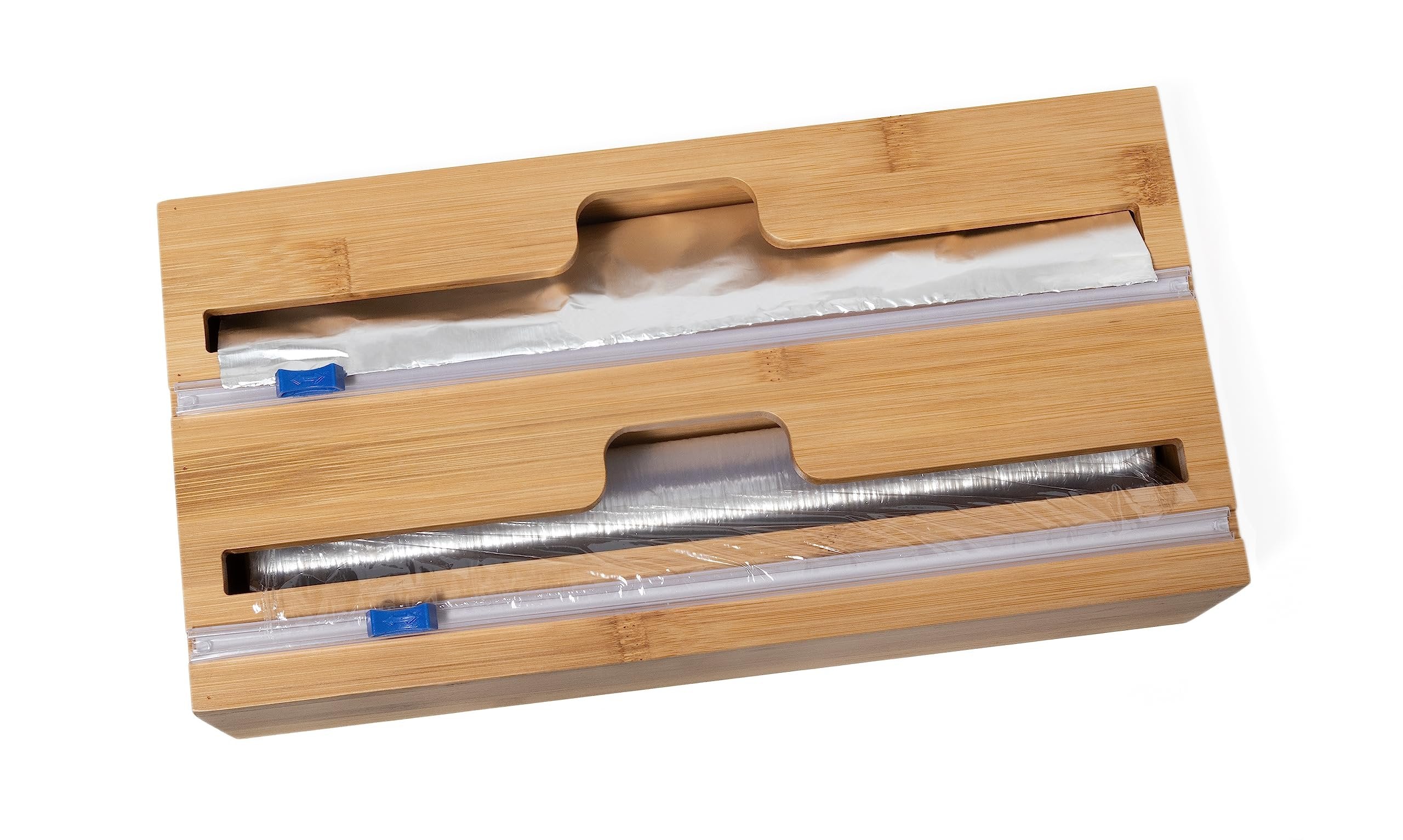 Lipper International Bamboo Dispenser with Cutter for Aluminum Foil, Plastic Wrap, or Wax Paper, 2-in-1, 13 7/8" x 6 3/4" x 4"