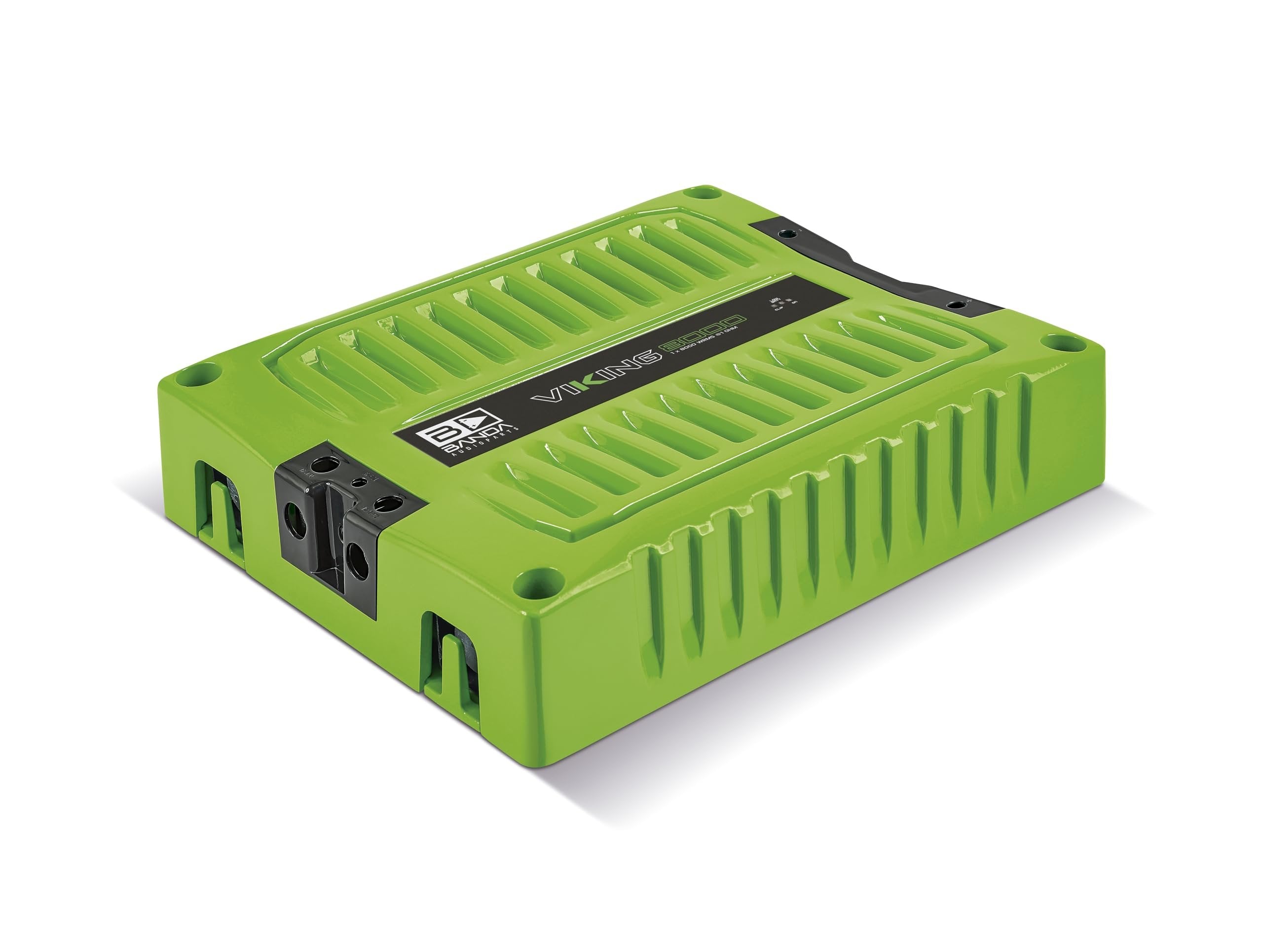 Banda VIK8000.1GREEN New Viking 8000 Watts Rms Amplifier Audio Car Speaker 1-Ohm Full Range Crafted with Aluminum Chassis, LED Indicators - Green