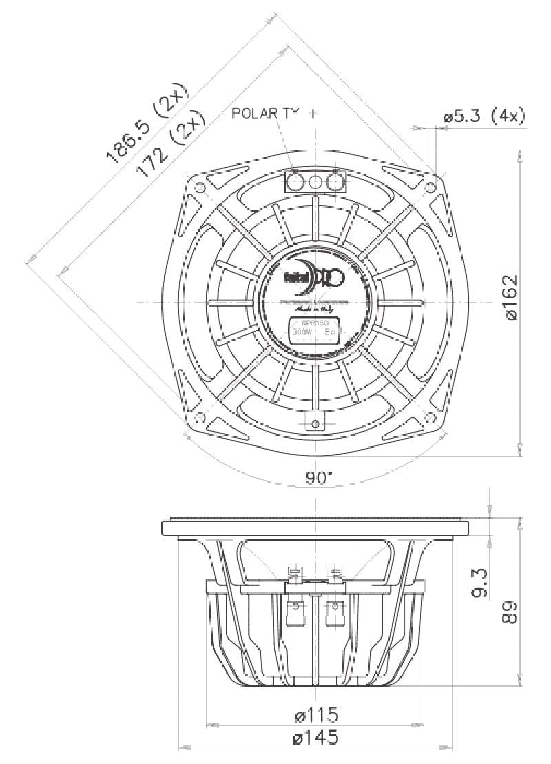 Faital Pro 6PR150-8 6-inch Mid Bass Woofer 8-Ohms Low-Frequency Loudspeaker High Power Efficiency Midrange Sound Speaker Applications 150-Watt Rms 300-Watt Max 97db