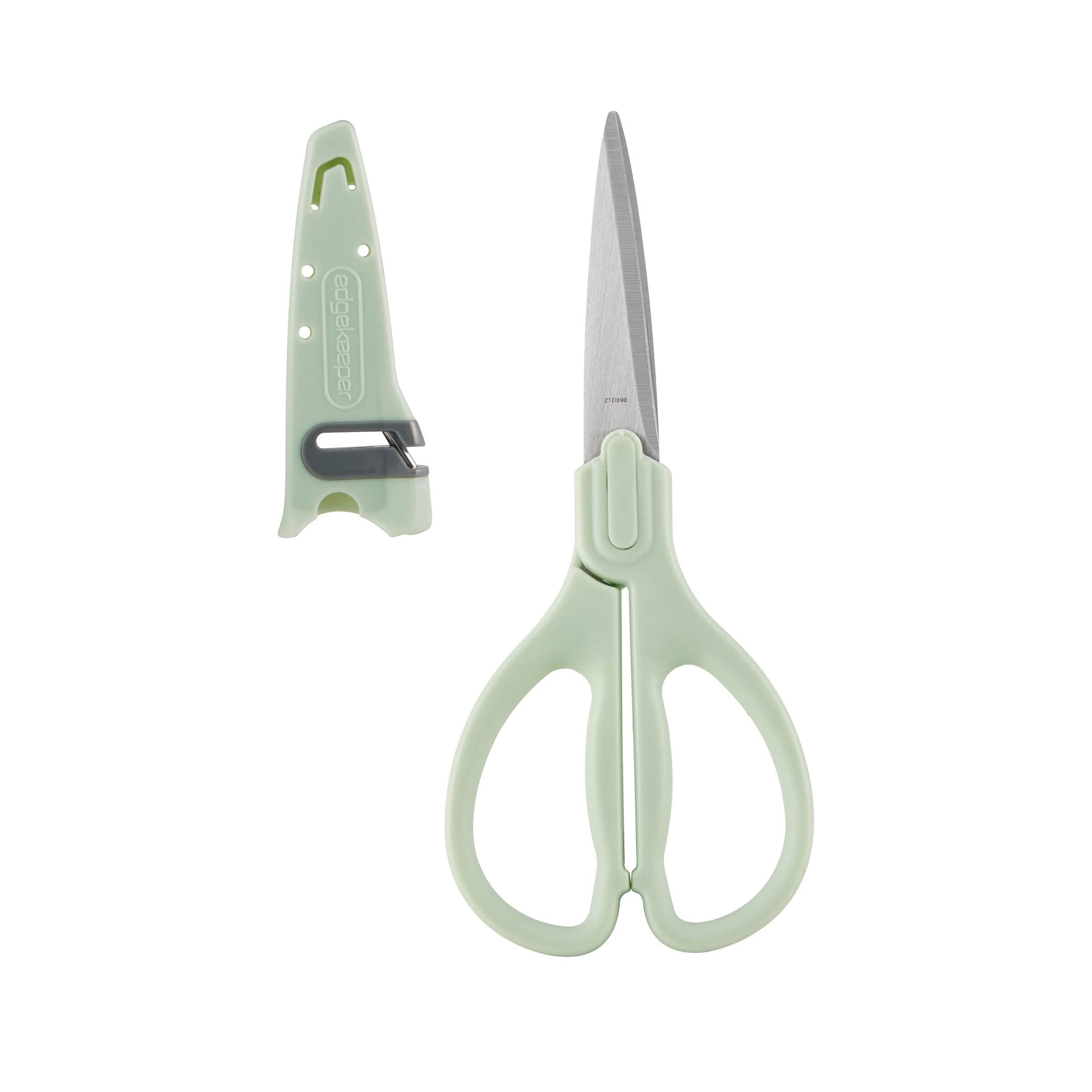 Copco High Carbon Stainless Steel All Purpose Shears with EdgeKeeper Self-Sharpening Sheath, 8.86-Inch, Pistachio