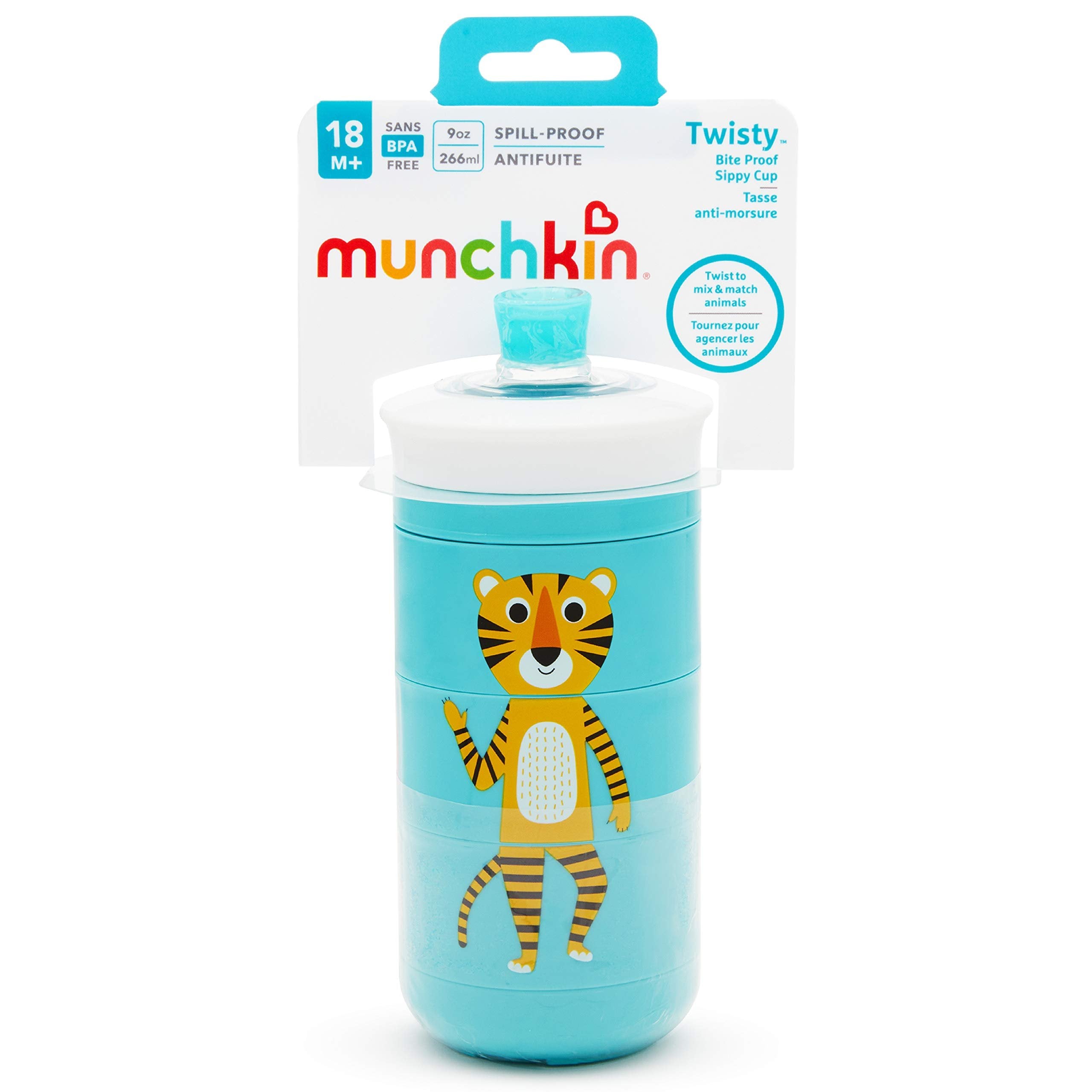 Munchkin® Twisty™ Mix & Match Animals Bite Proof Sippy Cup, 9 Ounce, Blue