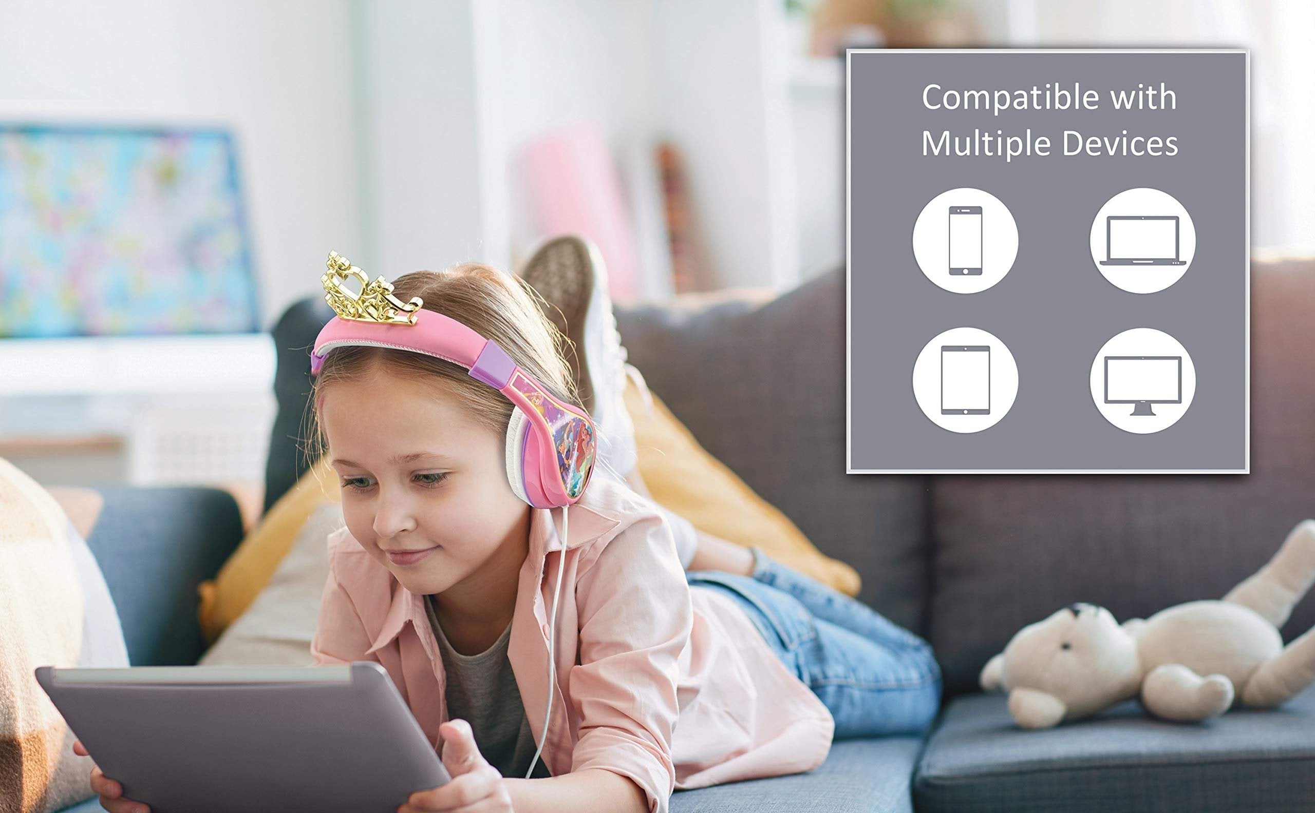 Kids Headphones for Kids Disney Aladdin Adjustable Stereo Tangle-Free 3.5mm Jack