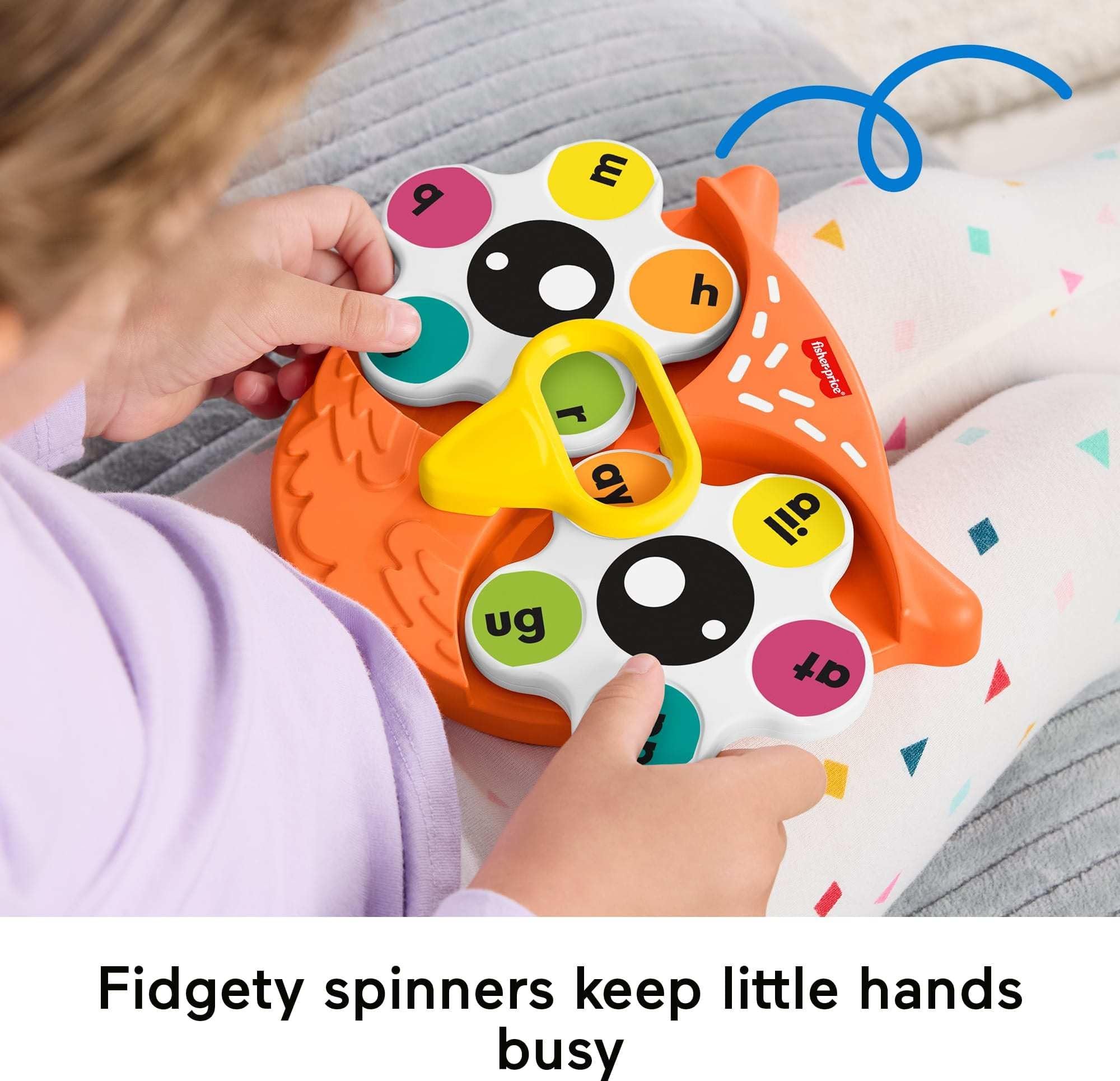Fisher-Price Preschool Learning Toy Spin ‘n Rhyme Fidget Spinner, Owl-Themed Early Reading Activity for Kids Ages 3+ Years