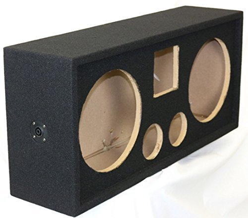 Robust Chuchera 9-1/8-in Round Openings For Two 10-in Woofers Plus One Horn Plus Two Tweeters Empty Car Speaker Box Black 5/8-in MDF One 4-1/2-in Square Opening For Horn DEEJAY LED 2X10HORN2TW