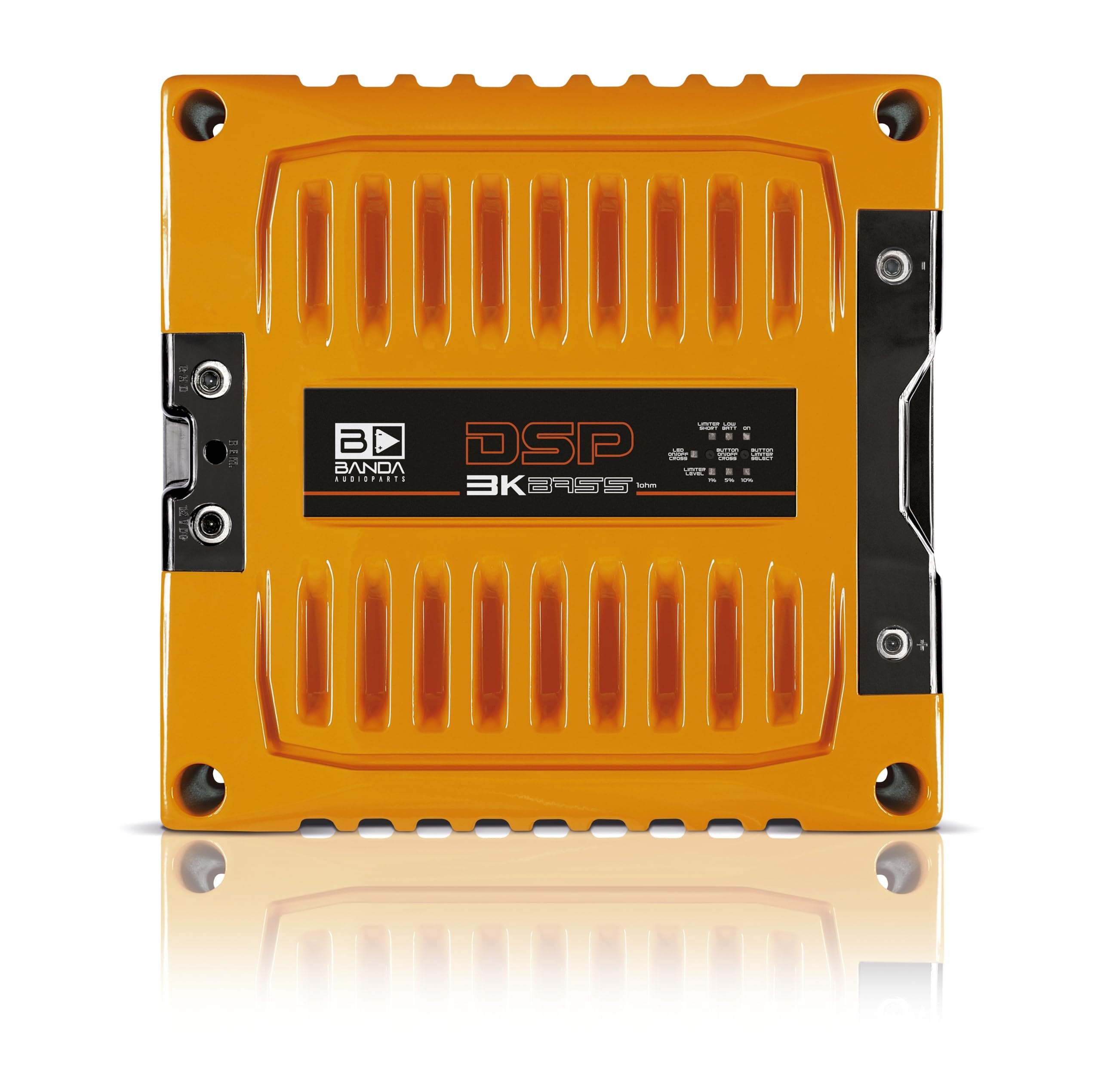 BANDA Audioparts DSP3K1ORANGEBASS Band Amplifier Module 3k1 3000wrms 1-Ohm 1 Channel Car Audio Amp DSP BASS Model with 3 Limiter Integrated Level Positions - DSP3K1ORANGE