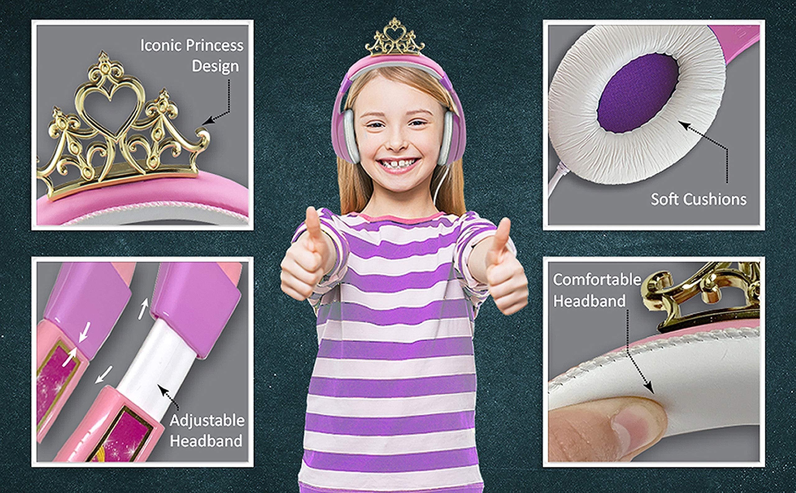 Kids Headphones for Kids Disney Aladdin Adjustable Stereo Tangle-Free 3.5mm Jack