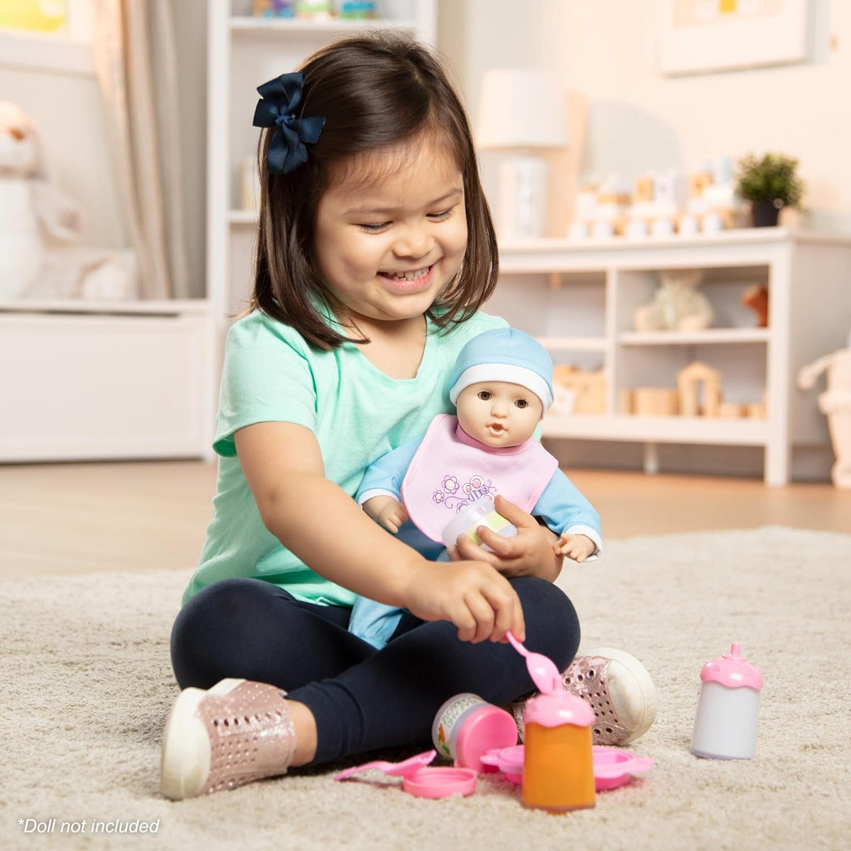 Melissa & Doug Mine to Love Baby Food & Bottle Play Set for Feeding Dolls Baby Doll Feeding Set, Disappearing Milk Bottle Toy for Kids 3+
