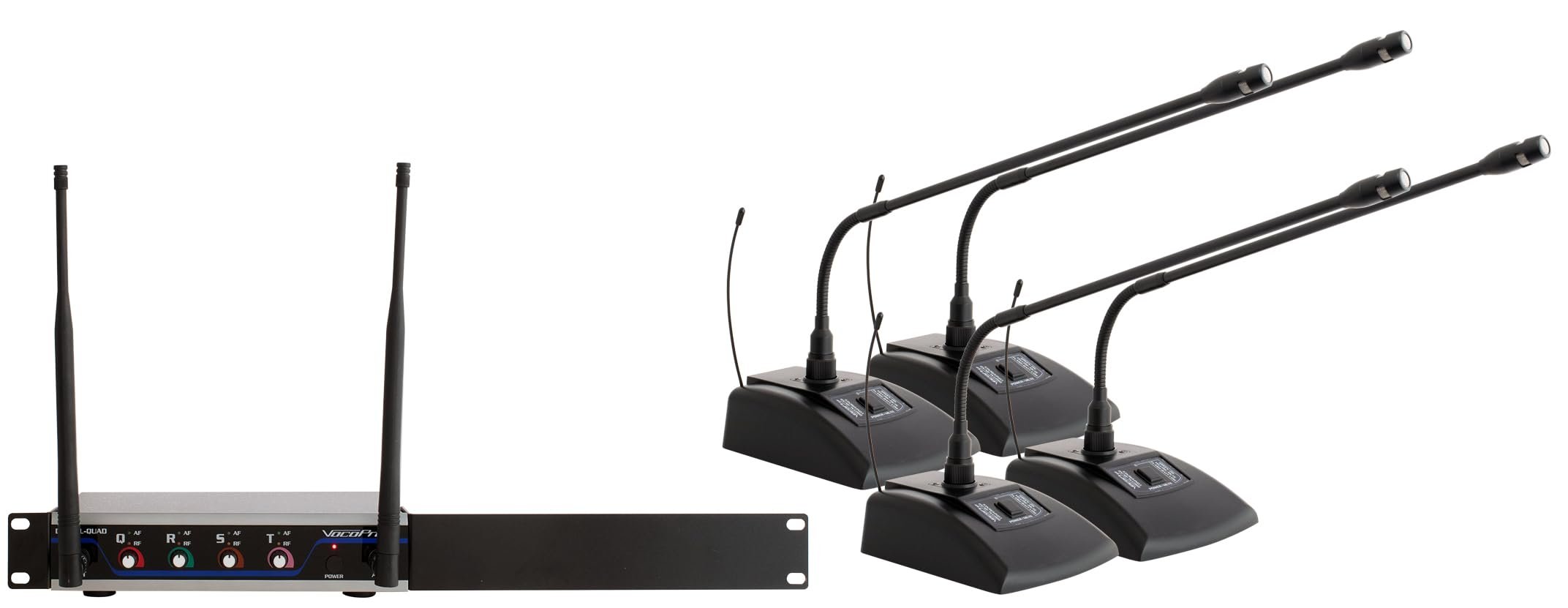 VocoPro Four Channel UHF Wireless Mic System with Conference Mics