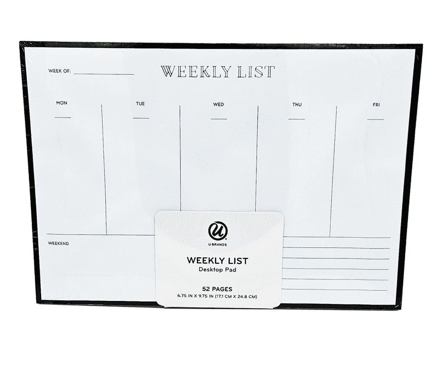 U Brands Weekly List Desktop Pad 52 Pages 6.75″x9.75″ Gold Edges & Foil Design
