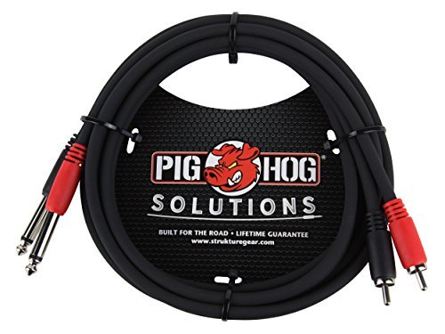 Pig Hog PD-R1403 Dual RCA (Male) to Dual 1/4" Mono (Male) Cable, 3 Feet