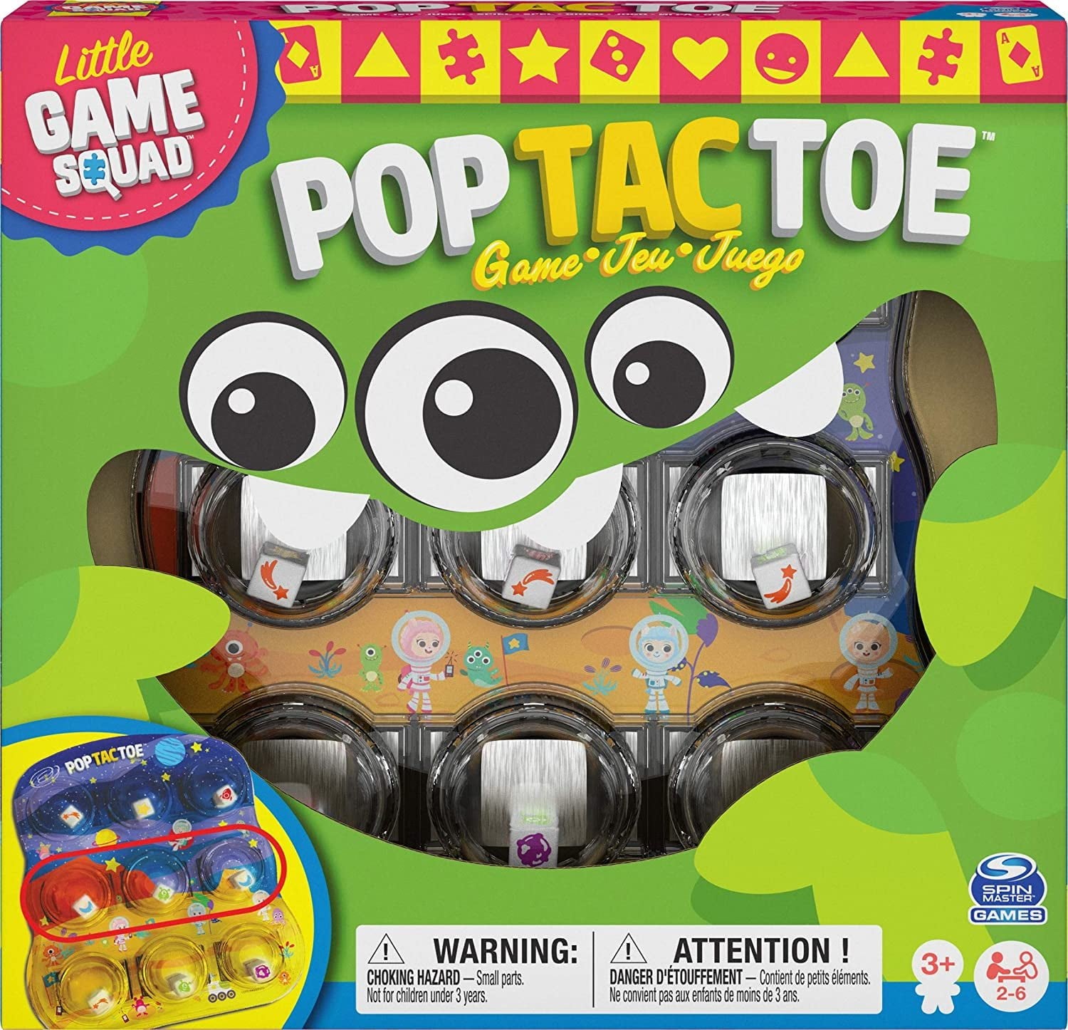 Spin Master Games Pop Tac Toe Popper Board Game, New, 2021 Edition