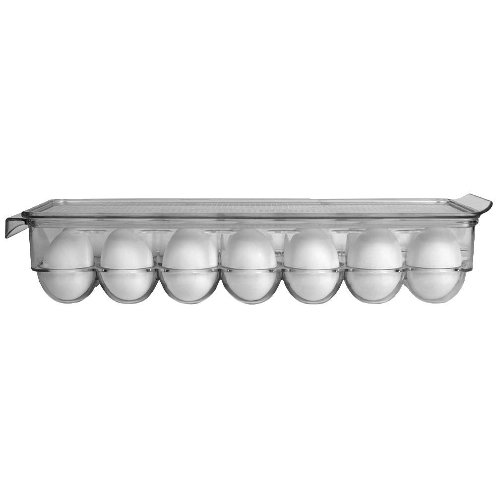 Home Basics Transparent Egg Holder with Clear Cover Durable Plastic Bin for Convenient Fridge and Pantry Organization | Ideal for Keeping Eggs Fresh and Neatly Organized