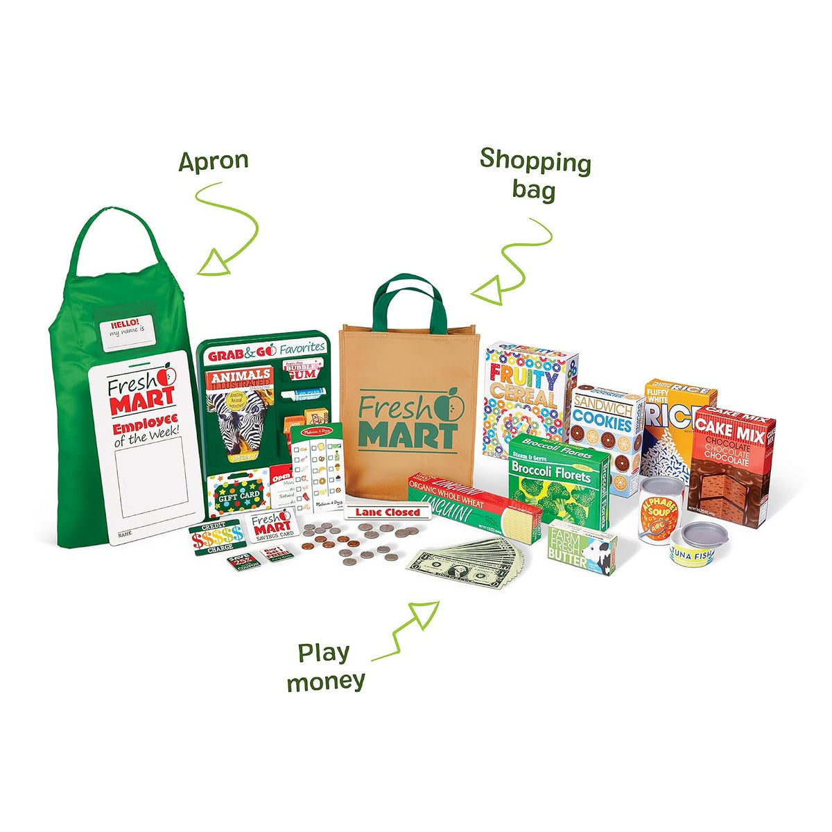 Melissa & Doug Fresh Mart Grocery Store Companion Pretend Play Food Set