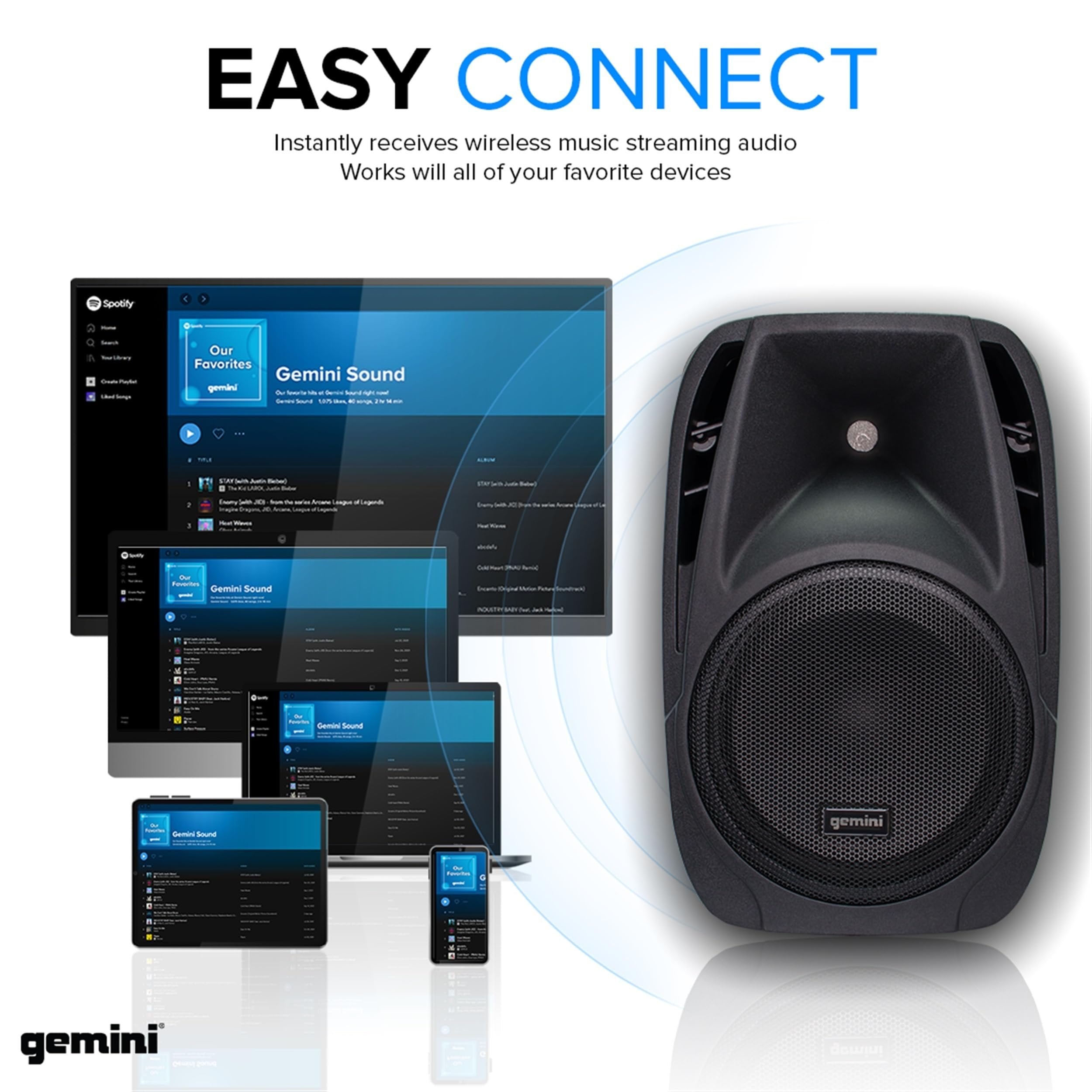 Gemini Sound ES-210MXBLU - Ultra-Portable Professional PA System with Dual 10" Speakers, Built-in Mixer, Bluetooth Streaming, Ideal for DJs, Musicians & Podcasters
