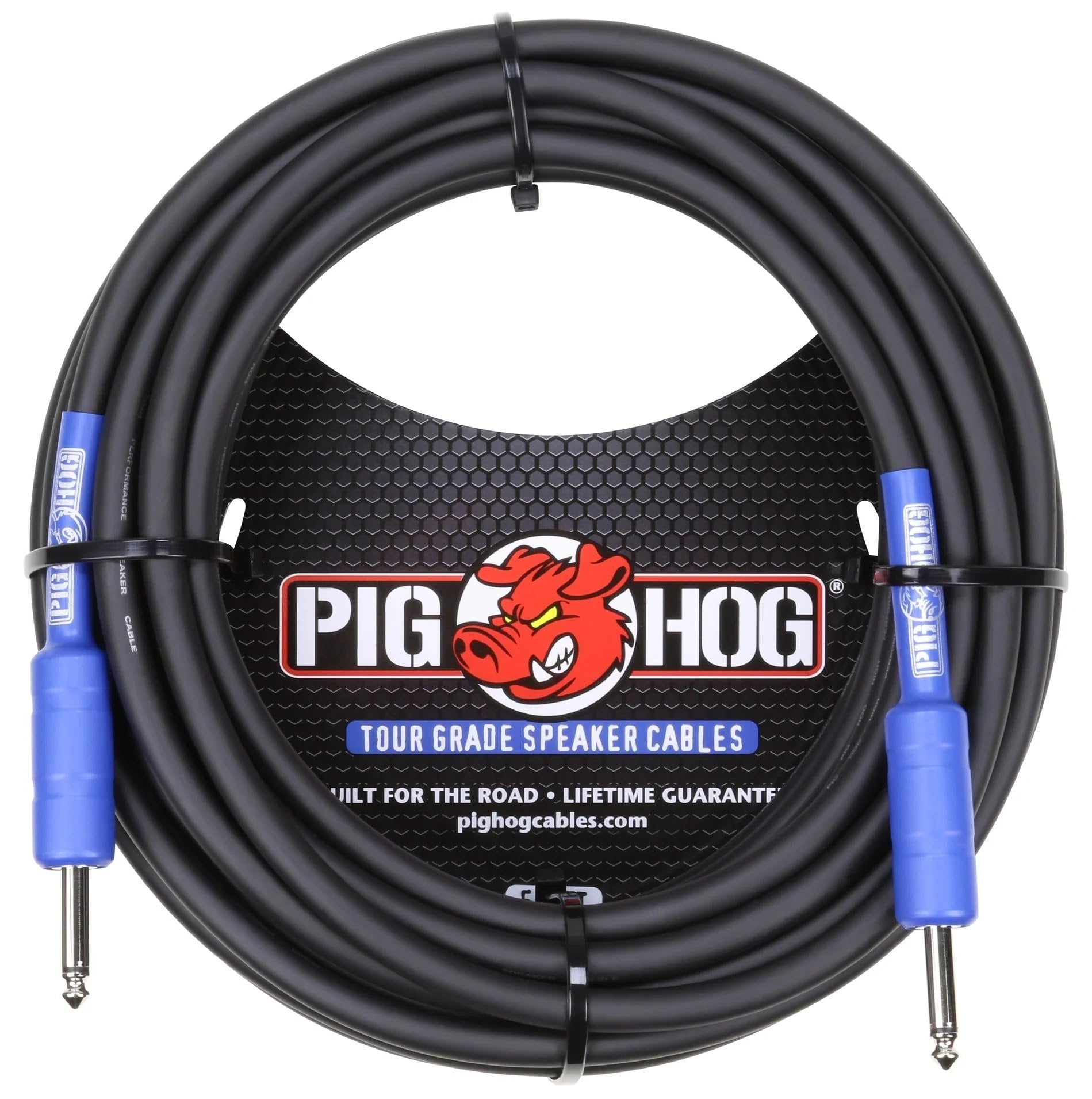 PigHog PHSC100 Speaker Cable 100-Feet 14 Gauge Wire Heat Shrink Protected 1/4-inch Connectors 9.2mm PVC Outer Covering
