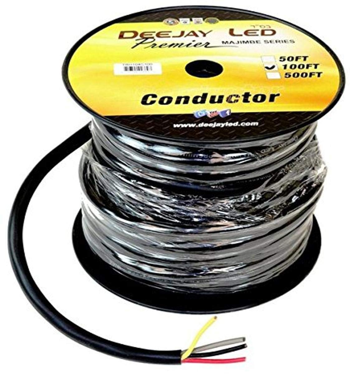 DEEJAY LED TBH104C100 10Ga 4 Conductor Cable, 100'