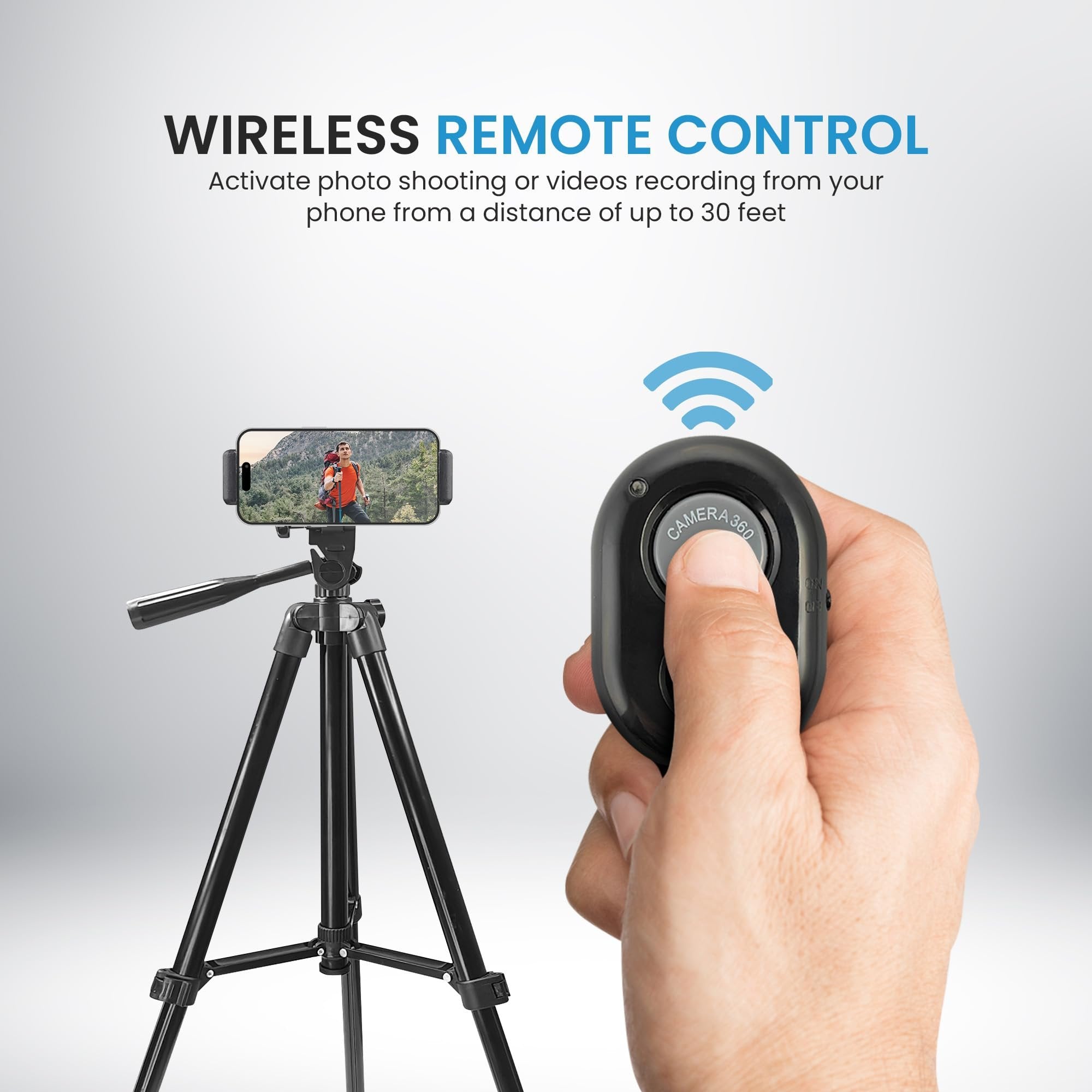 iDance Cell Phone Tripod Stand, 51", Phone Tripod with Bluetooth Remote Control, Portable Tripod for iPhone and Smartphone, Tripod Mount for Video Recording, Traveling, YouTube and Tiktok