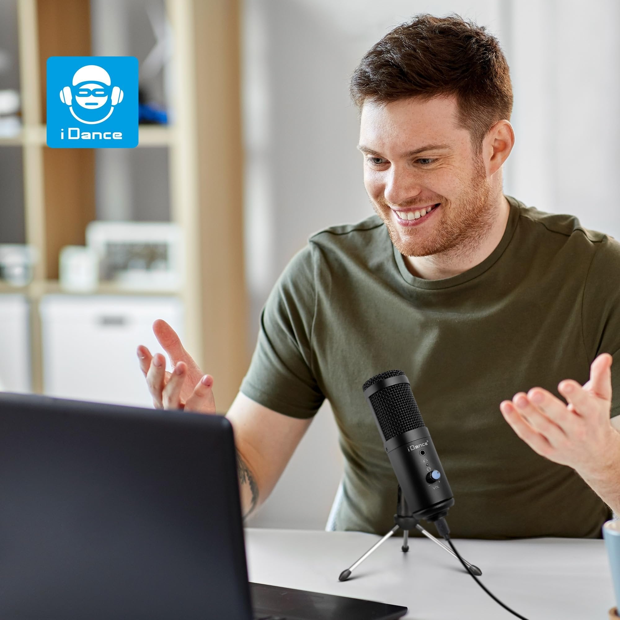 iDance MS1814 6-in-1 PRO Vocal Cardioid Condenser Microphone Plug & Play Studio Recording Microphone for PC Gaming Podcast Broadcast Streaming