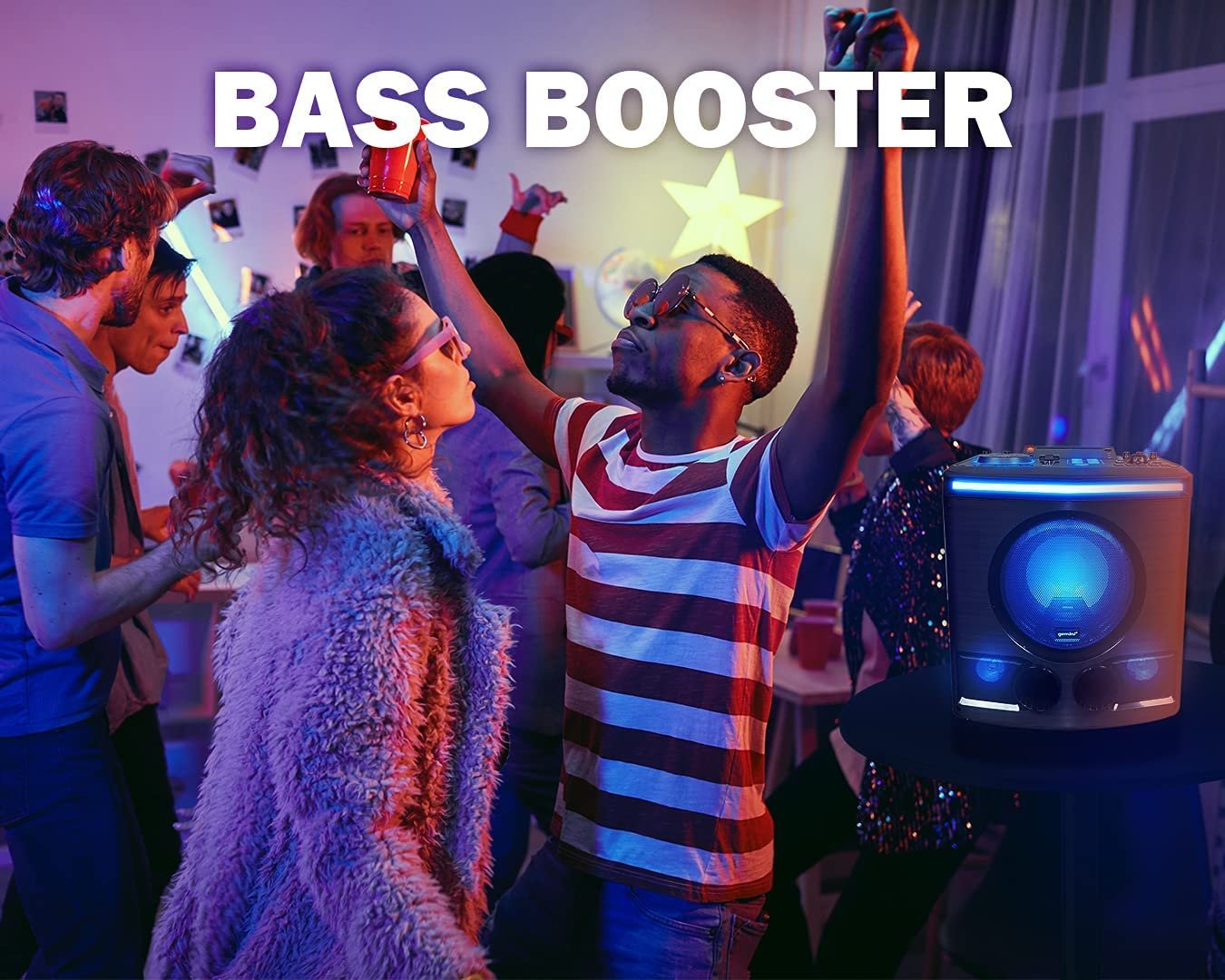 Gemini 2400W Peak Power Bluetooth Karaoke Party Speaker System with 8" Woofer, LED Lights, Mic, Guitar Input, DJ Effects, USB Recording & Remote Control (GPK-800)