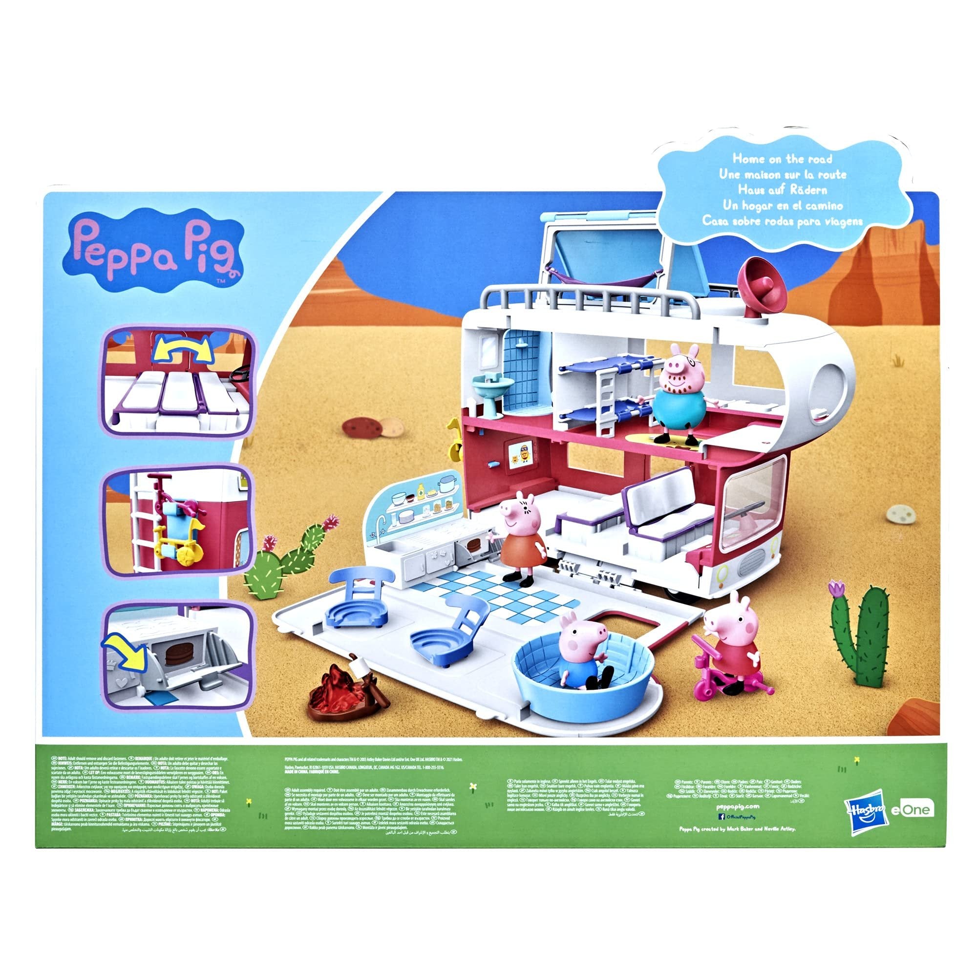 Peppa Pig Peppa’s Adventures Peppa’s Family Motorhome Preschool Toy, Vehicle to RV Playset, Plays Sounds and Music, Ages 3 and up