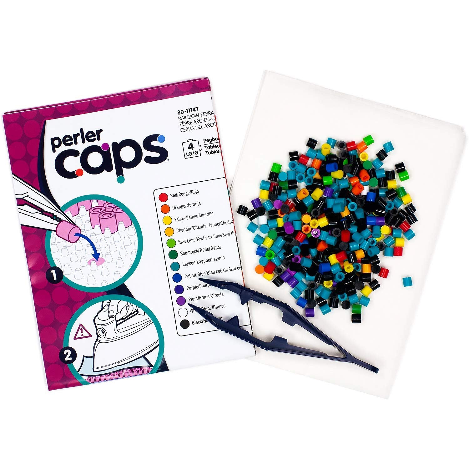 Perler 80-11147 Solid-Top Cap Fuse Beads, 3505pcs, Zebra Pattern Kit