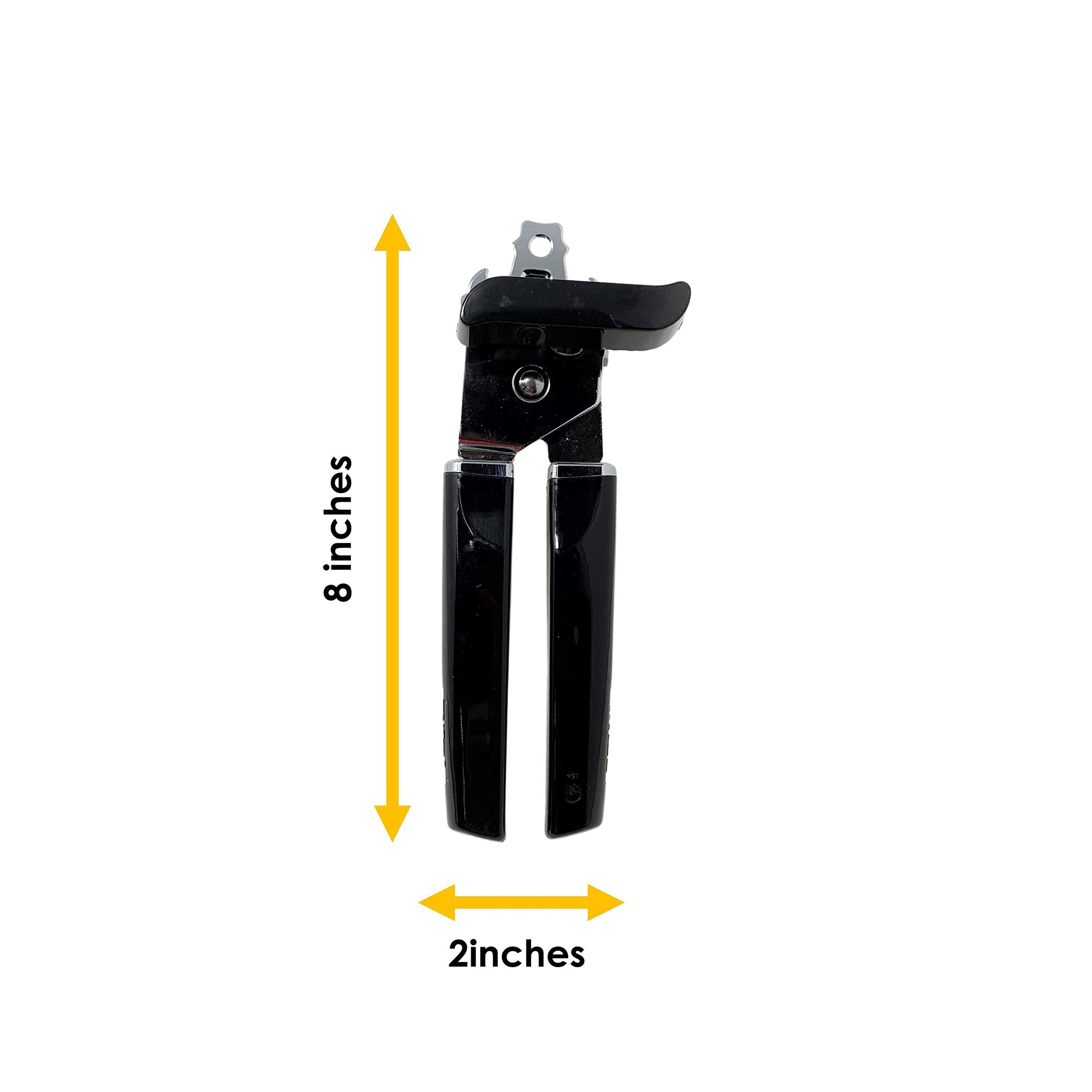 Basics Can Opener Manual Can Openers Sharp Stainless Steel Blade Safe Cover Remover Great for Beer cap (Tin/Bottle) Removal, Big Turning Knob Soft Handle Great Hand grip