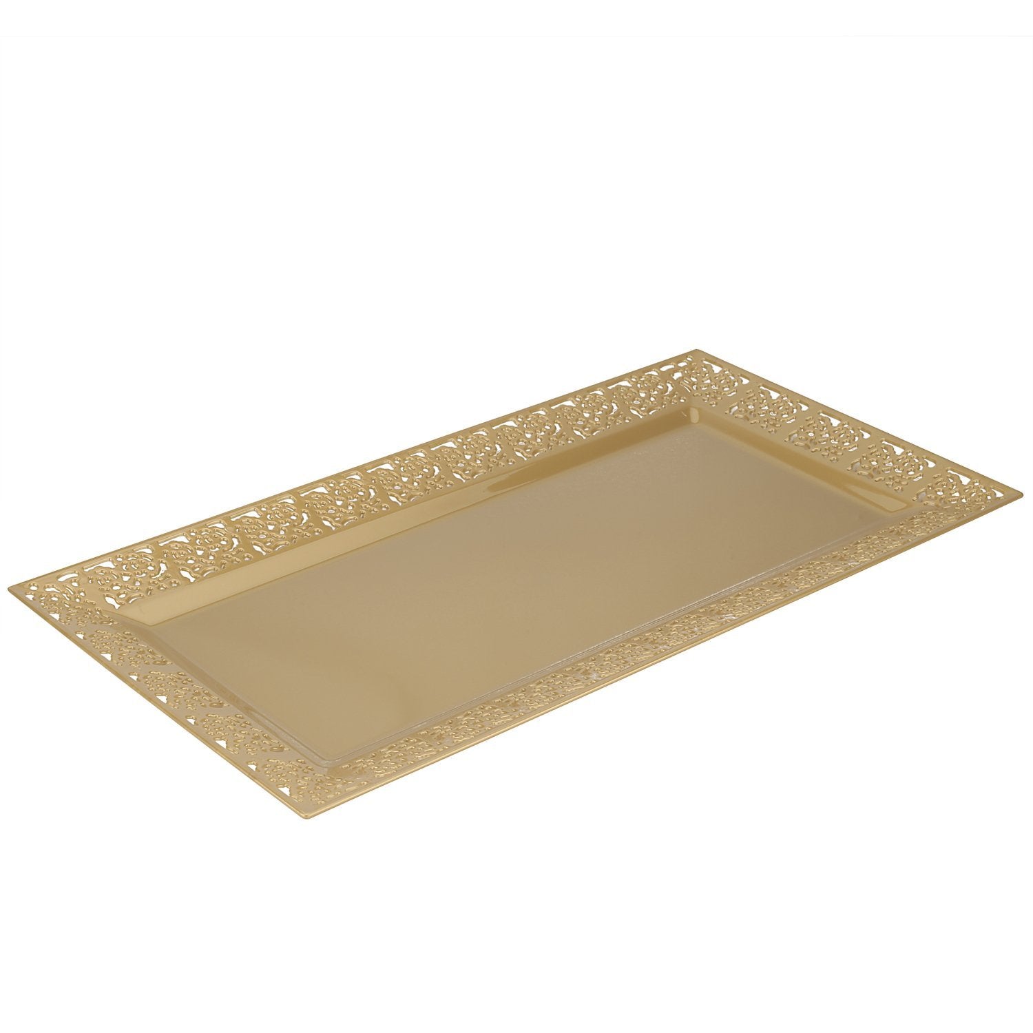 Silver Spoons and More Off White Lace Rim 14"x7.5" Heavyweit Plastic Set of 2 Serving Trays