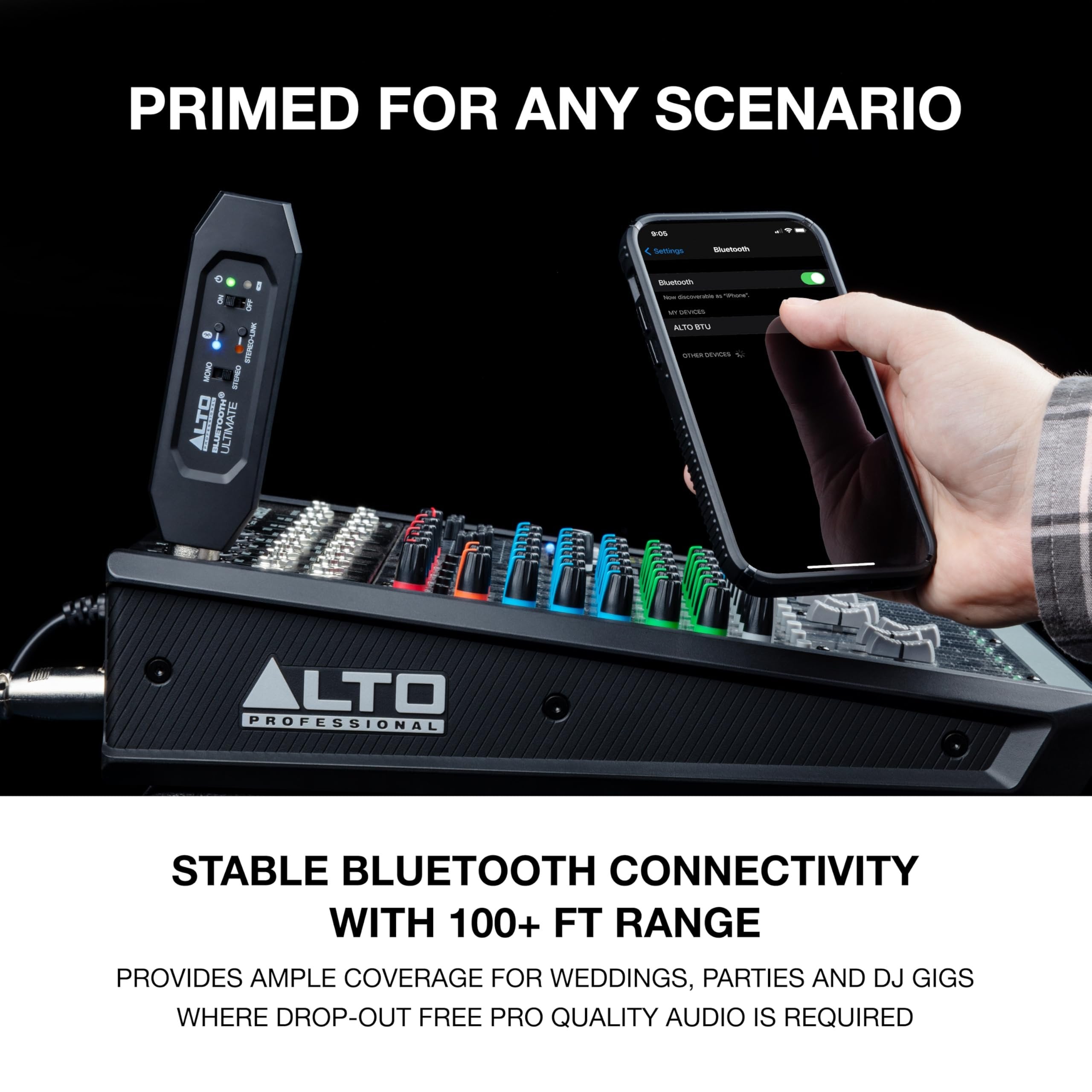 ALTO Bluetooth Ultimate XLR Equipped Rechargeable Stereo Bluetooth Receiver for Mixing Desk/Audio Mixer Setups and Active PA Systems