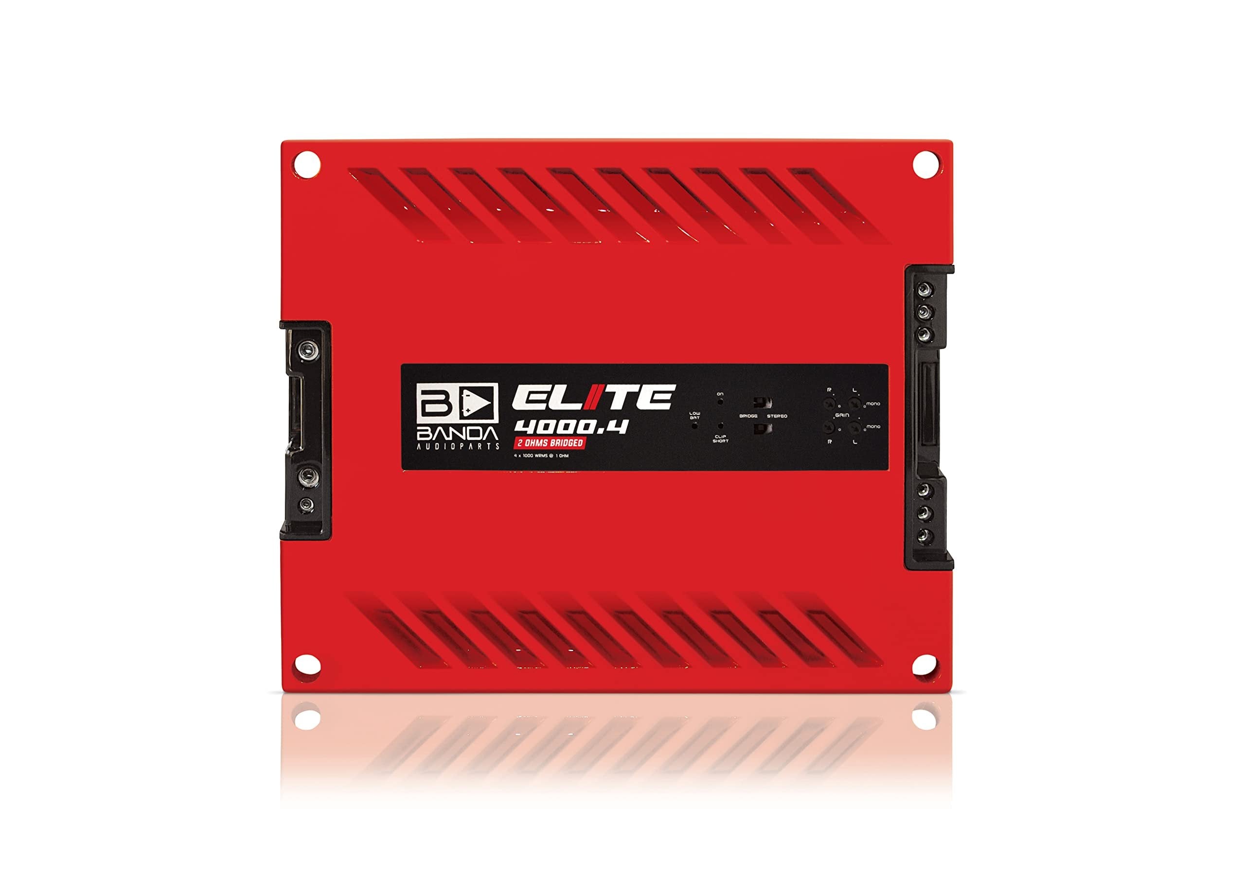 4-Ch. Vehicle Audio Bass Amplifier - 1000 Watts High-Powered Mono Bass Amplifier w/Subsonic Filter & Low Pass Filter Stable at 2 ohm, LED Indicators, Sound Specialization, Red - BANDA 4000.42OHMRED