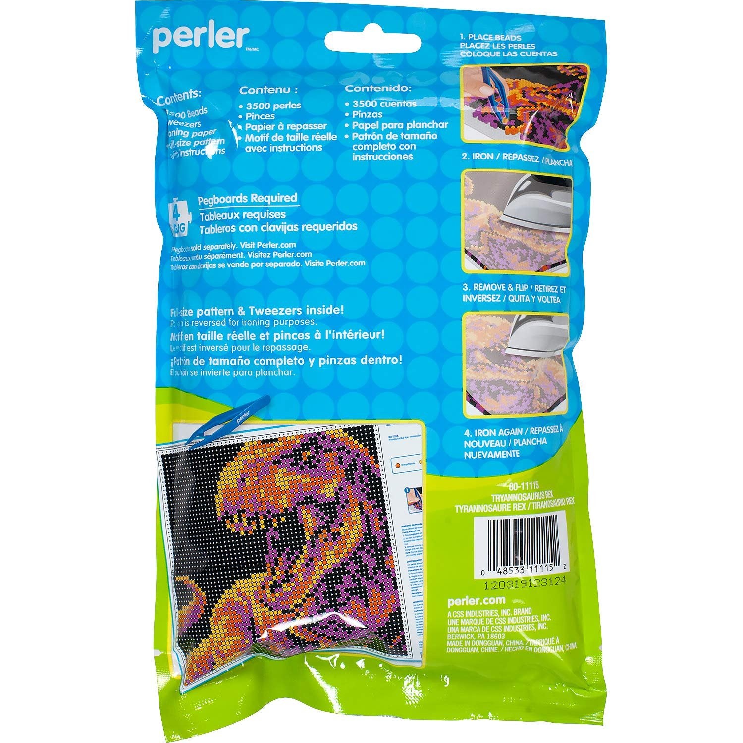 Perler Tyrannosaurus Rex Pattern Bag Beads Kit, 3500pcs, Dino