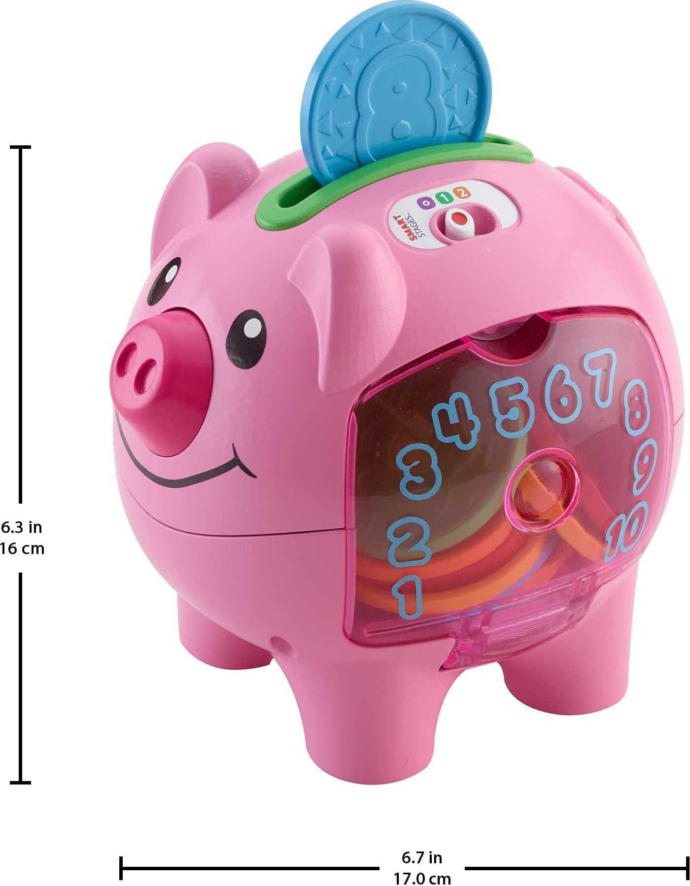 Fisher-Price Baby & Toddler Toy Laugh & Learn Smart Stages Piggy Bank with Learning Songs & Phrases for Infants Ages 6+ Months