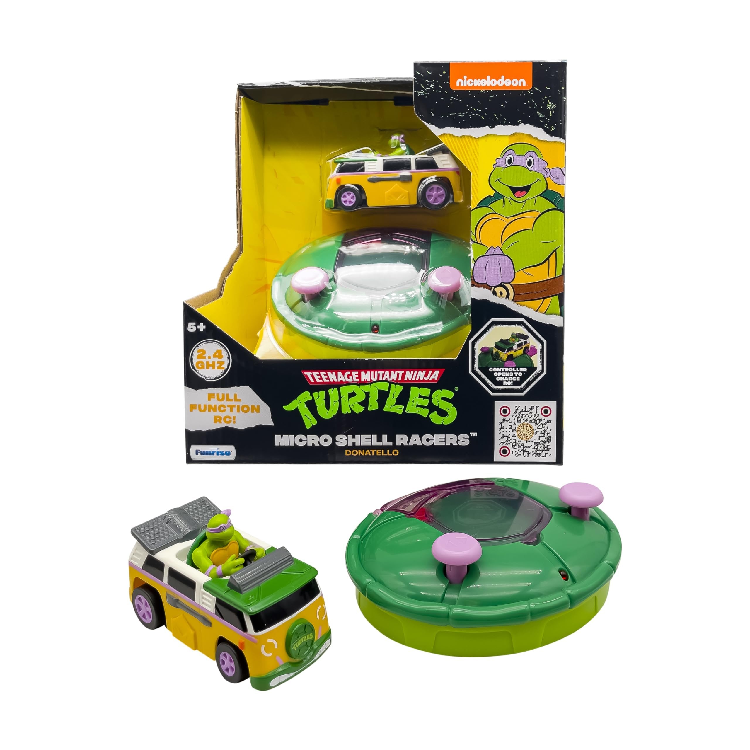 Teenage Mutant Ninja Turtles 3" Micro Shell Racers, Donatello, Ages 5+ - 2.4 Ghz Rc Vehicle with Turtle Half Shell Controller - Collect All 4!
