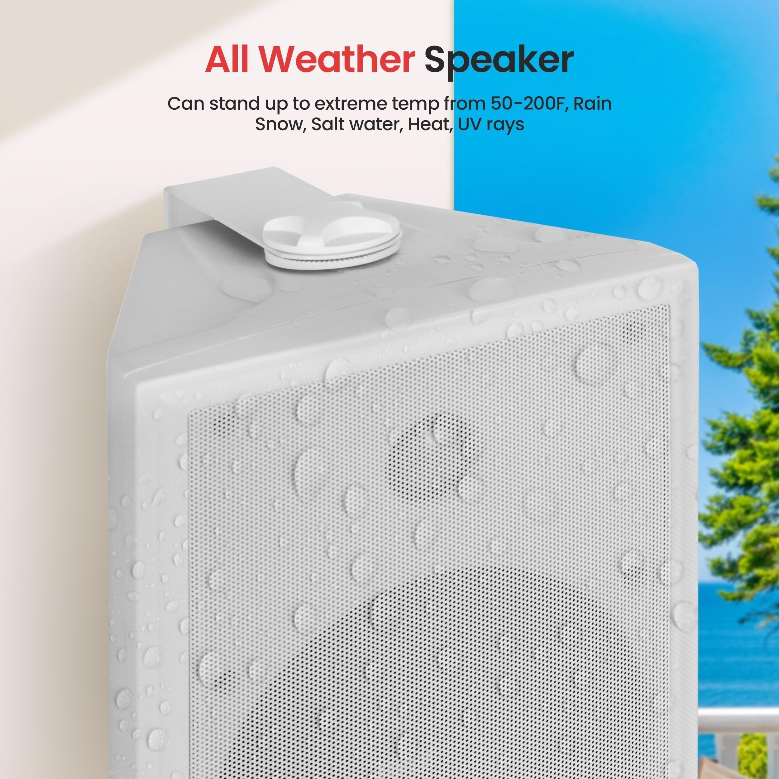 Pyle Home Pyle PDWR63 Dual Waterproof Outdoor Speaker System-6.5 Inch Pair of Weatherproof Wall or Ceiling Mounted White Speakers w/Heavy Duty Grill,Universal Mount-for Use in The Pool,Patio